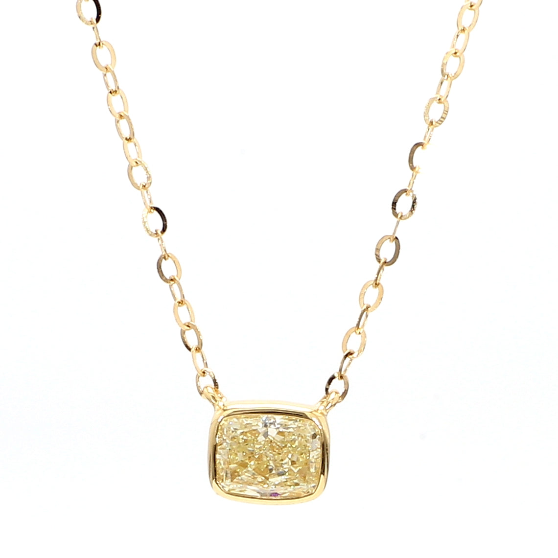 Natural Yellow Cushion Diamond Necklace Gia CERTIFIED