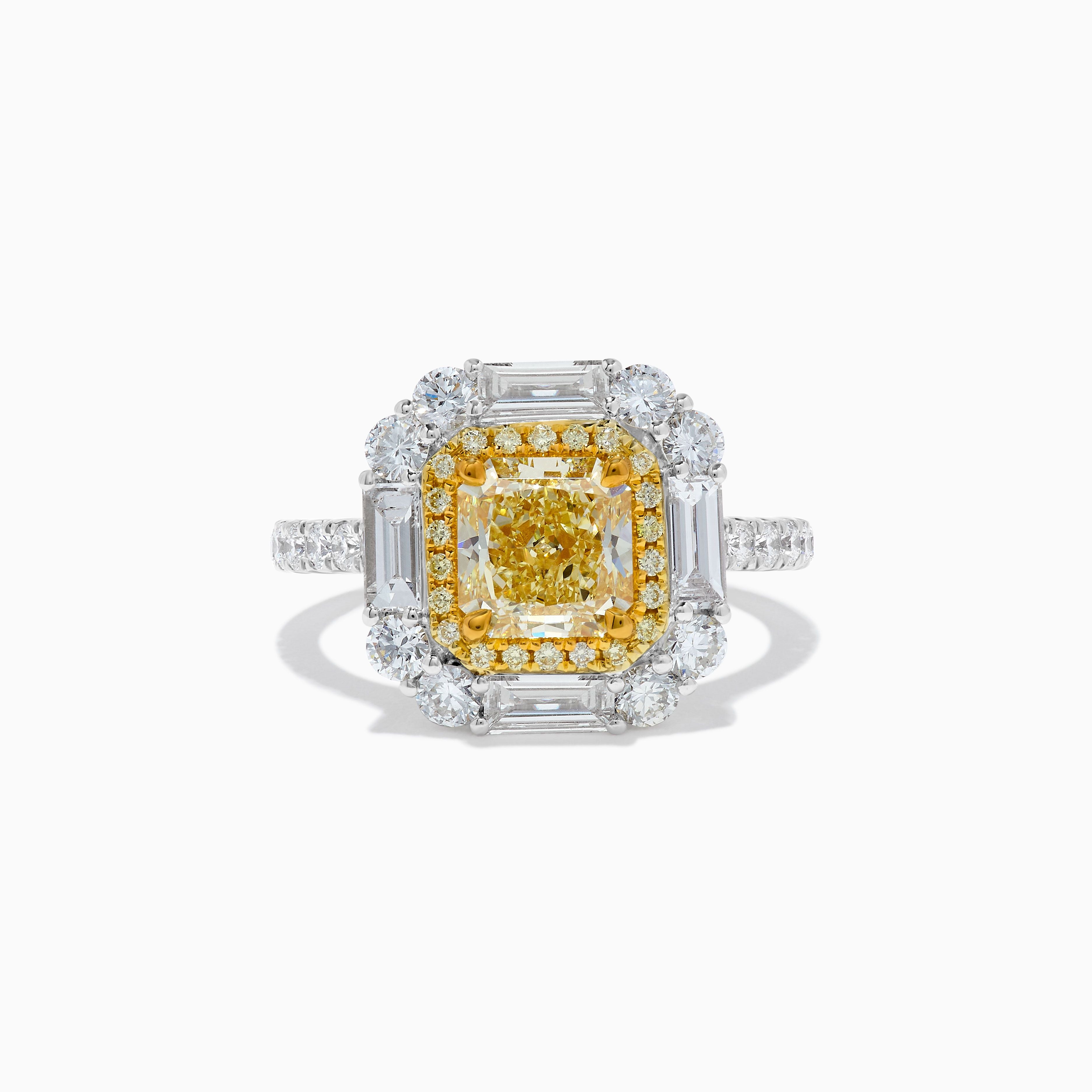 GIA Yellow Cushion Cut & White Diamond Ring JR1P34GH