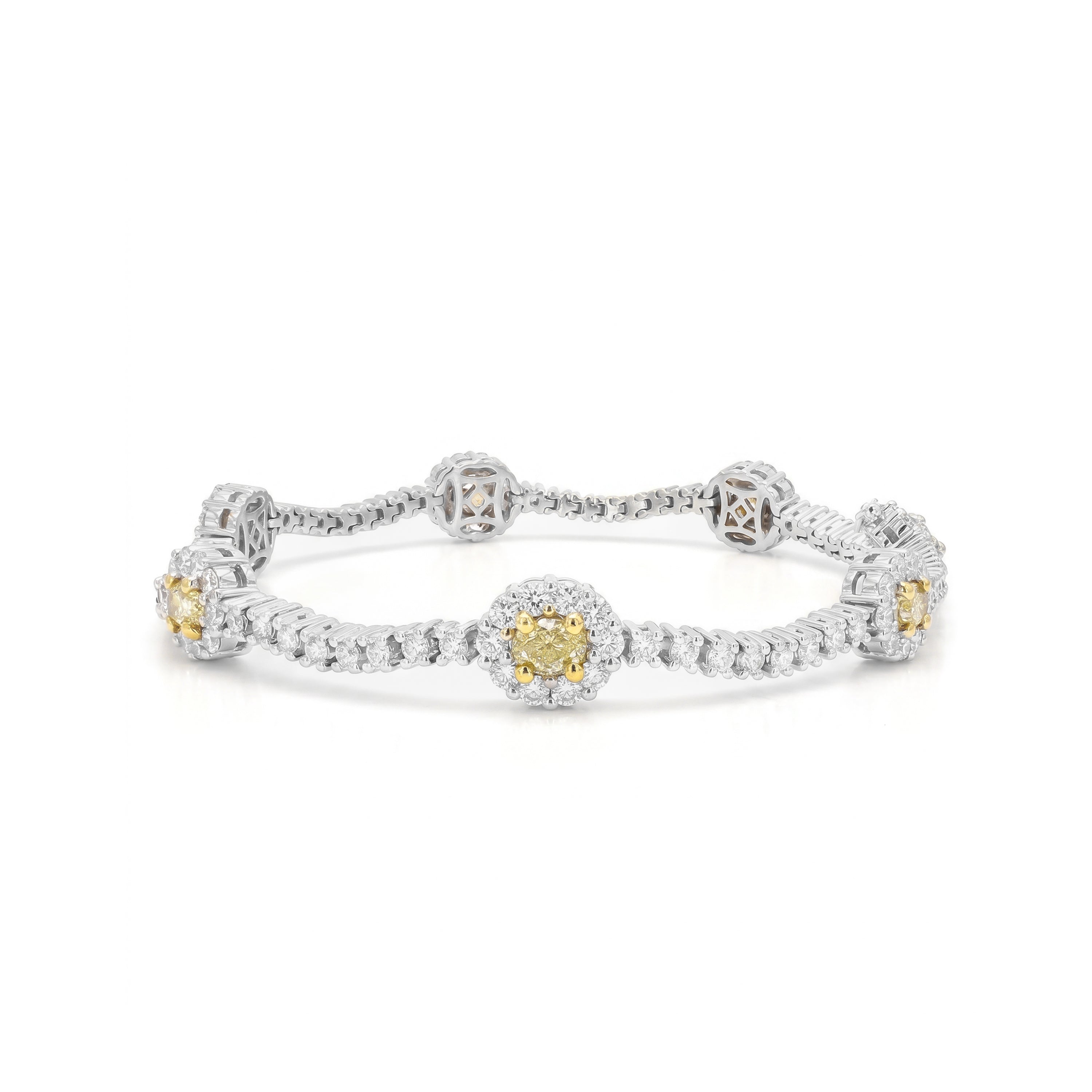 Natural Yellow Oval Diamond Halo Bracelet | GIA Certified