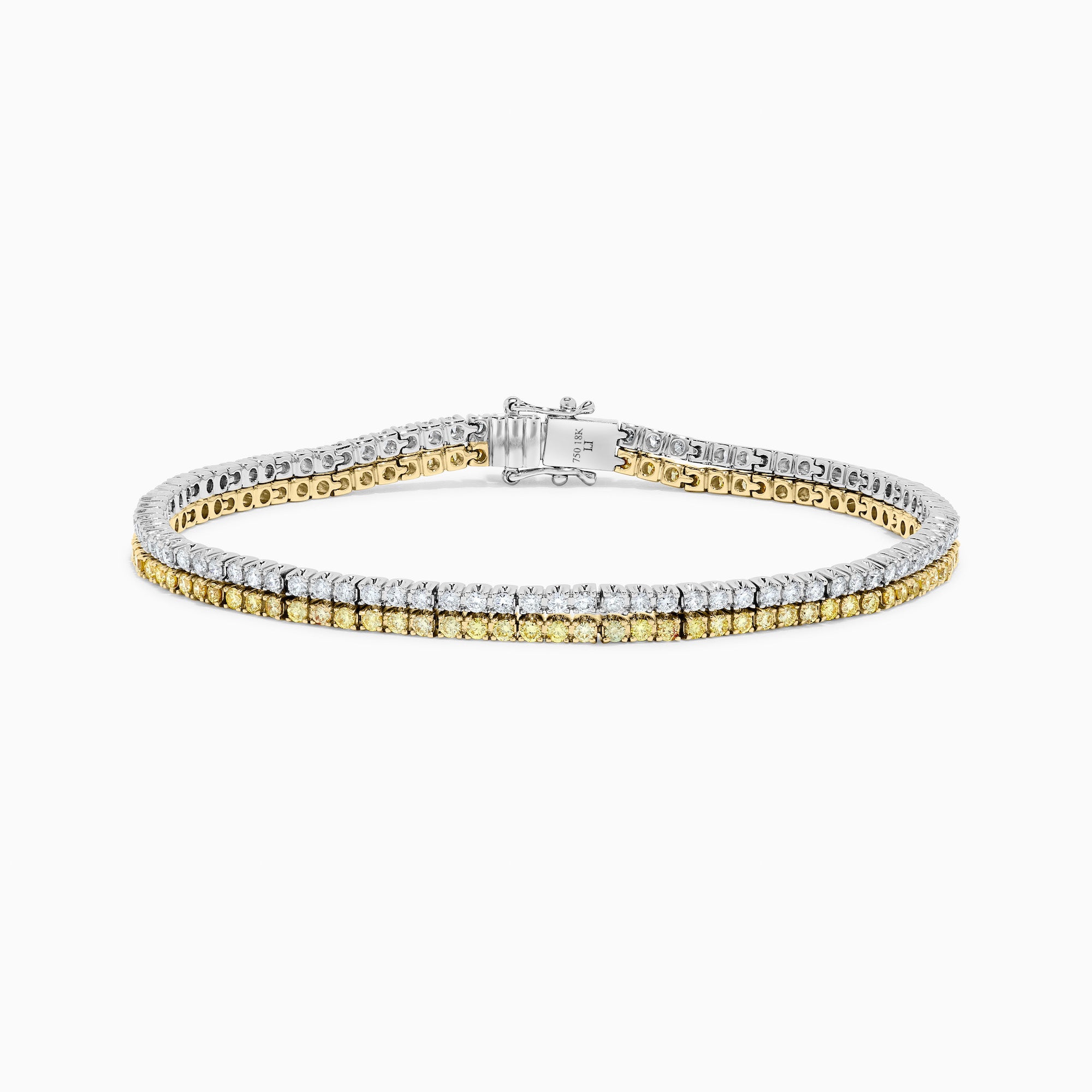 Double Row Yellow and White Diamond Tennis Bracelet JB0150GP