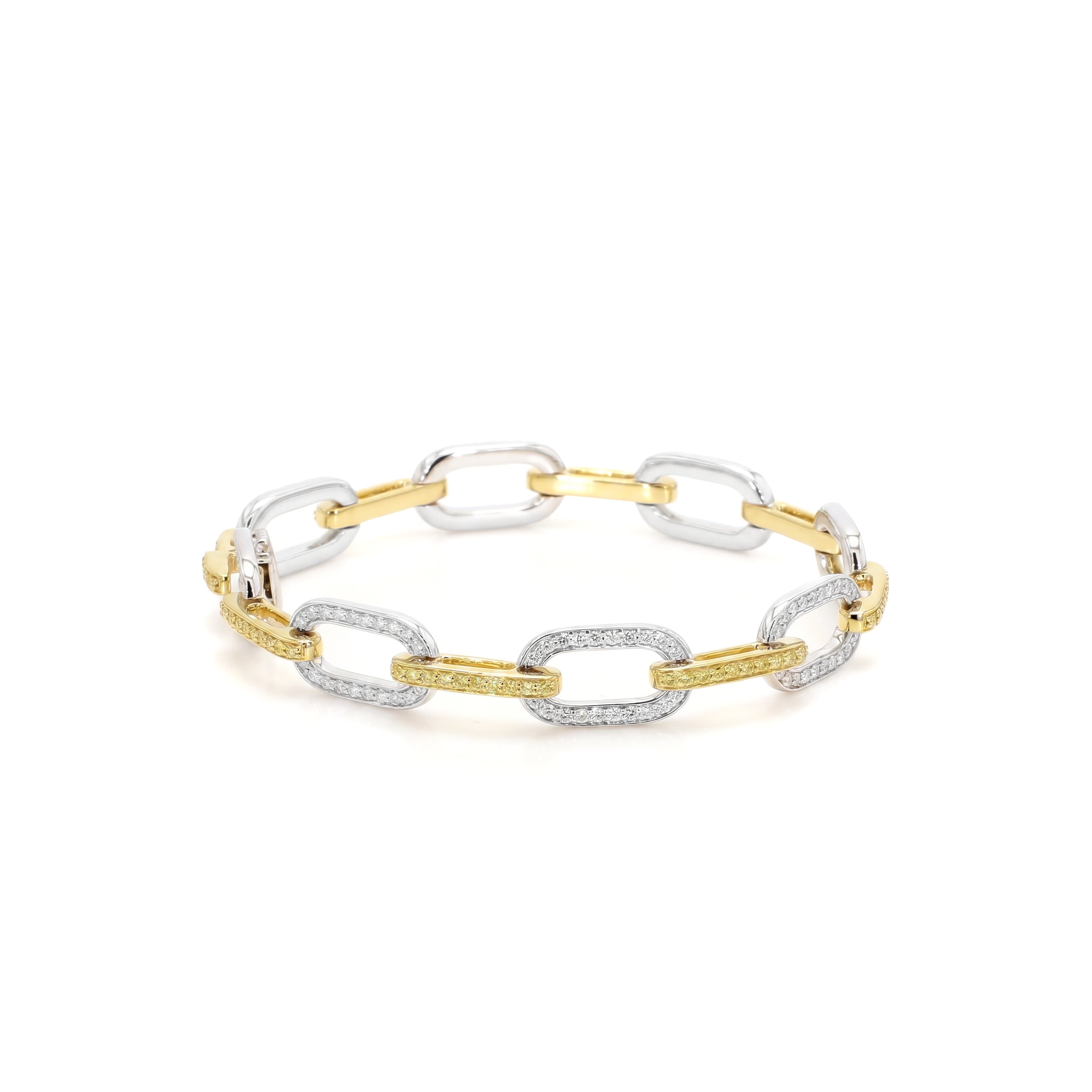Natural Yellow and White Diamond Links Bracelet