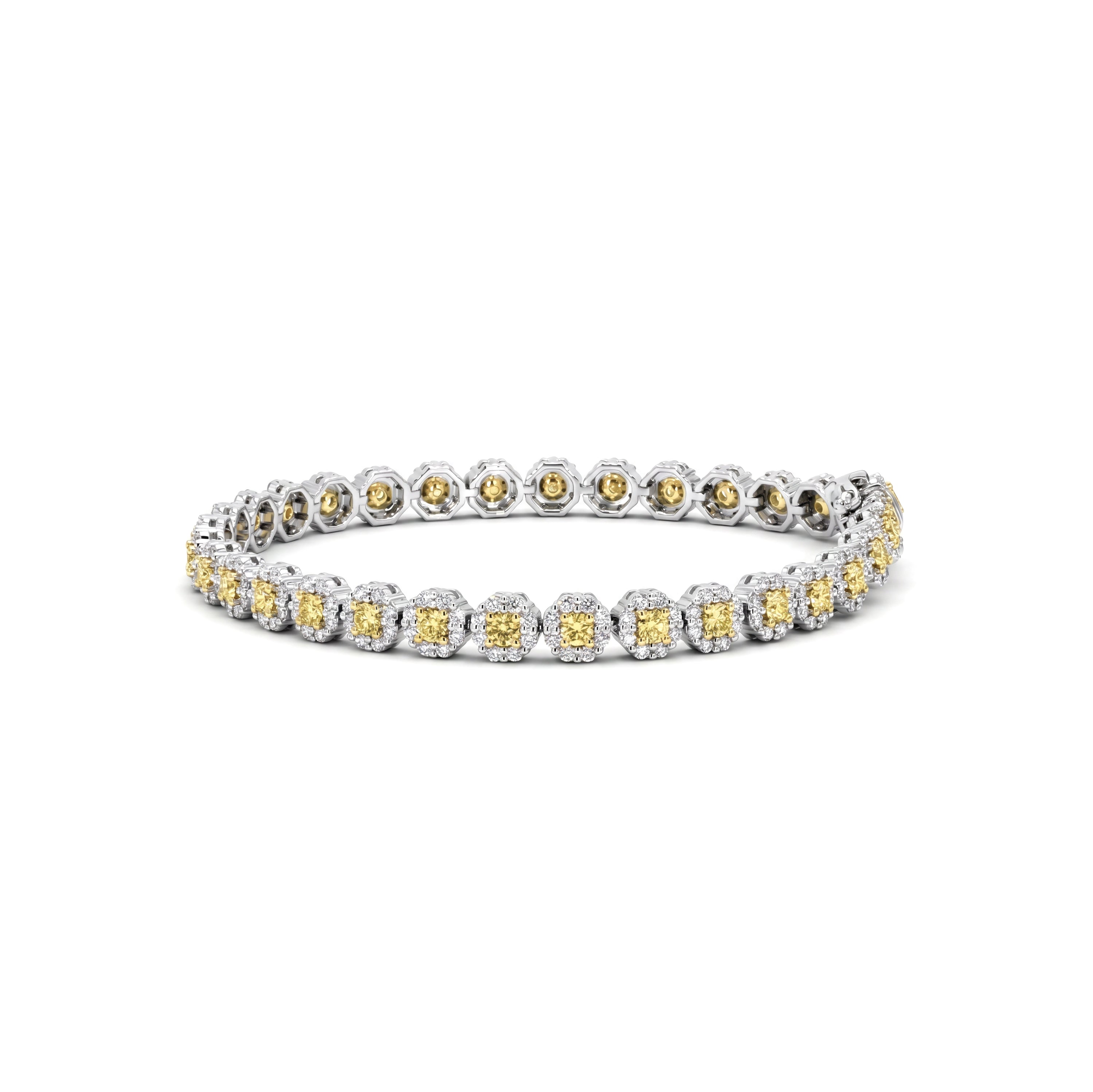 Natural Yellow Diamond Halo Bracelet