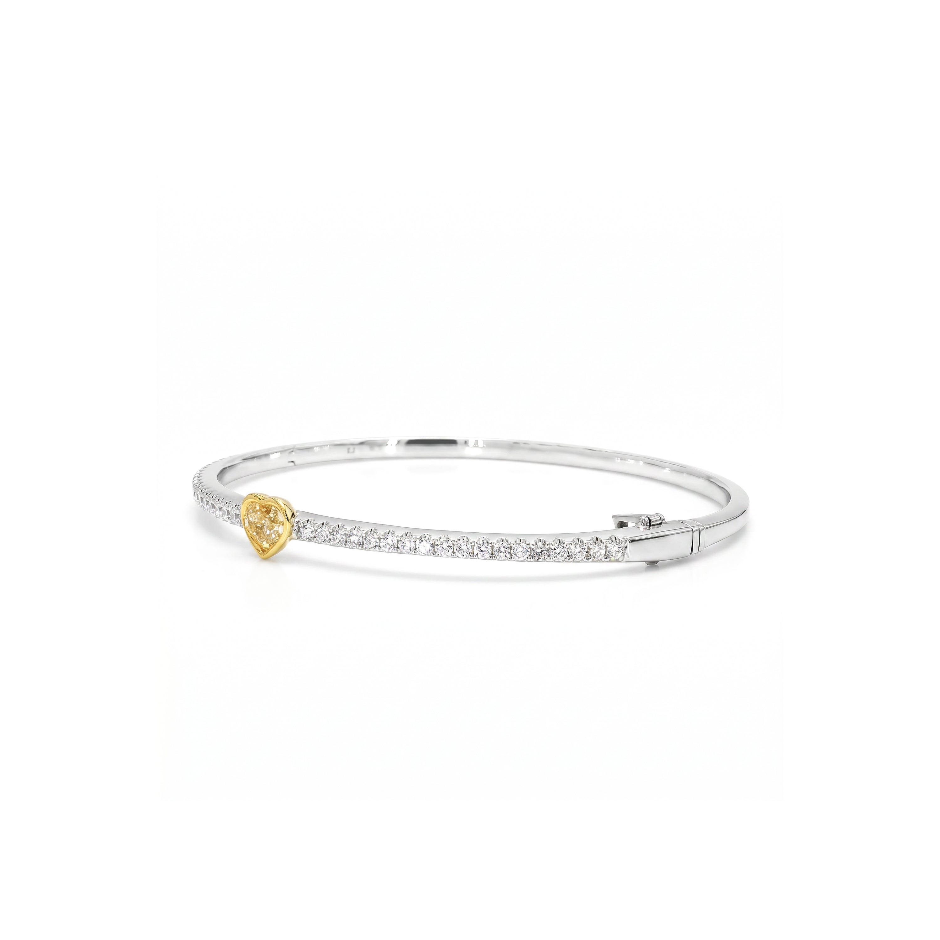 Natural Yellow Heart Diamond Bangle | GIA Certified