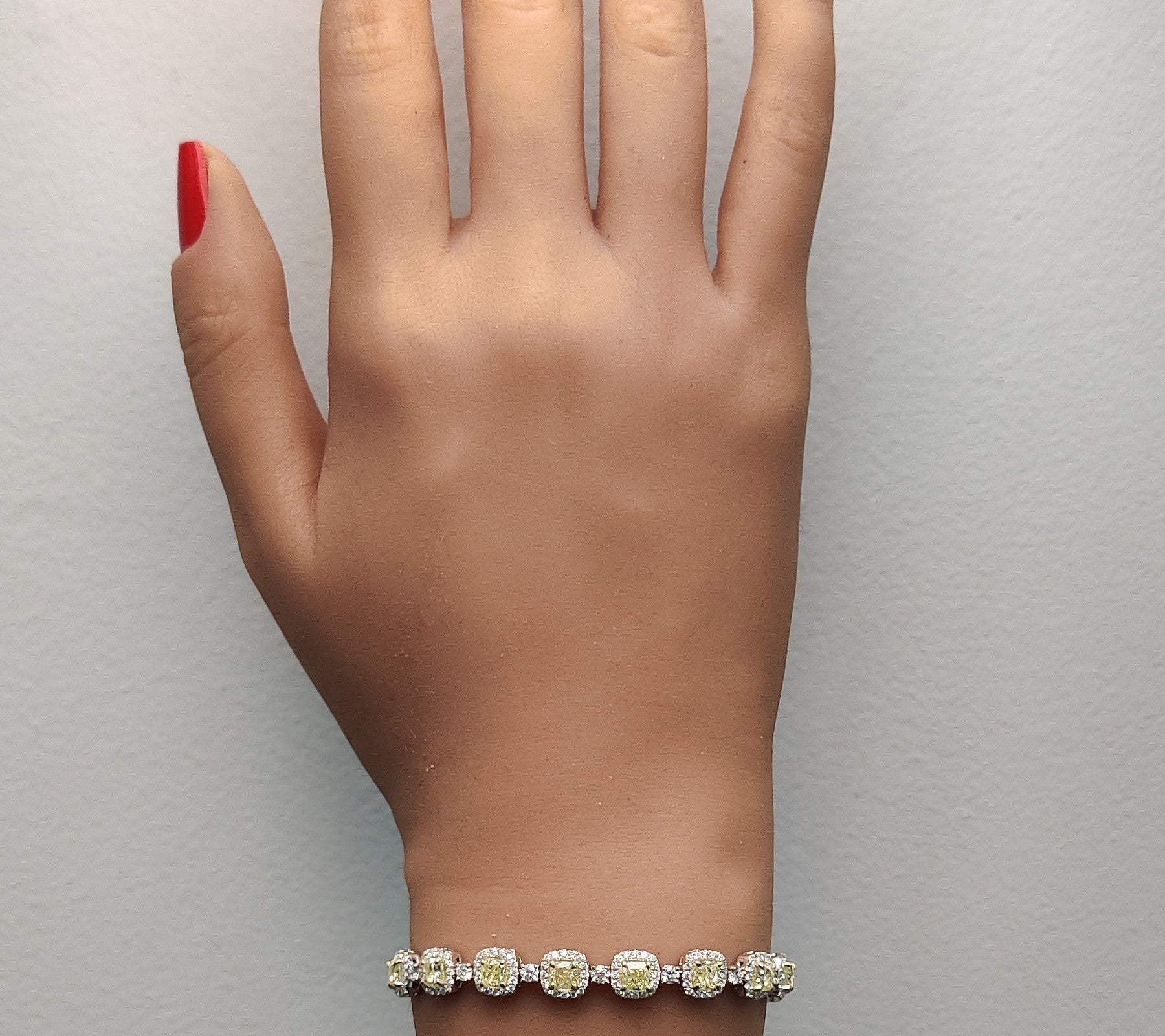 Natural Yellow Cushion Diamond Bracelet Gia Certified