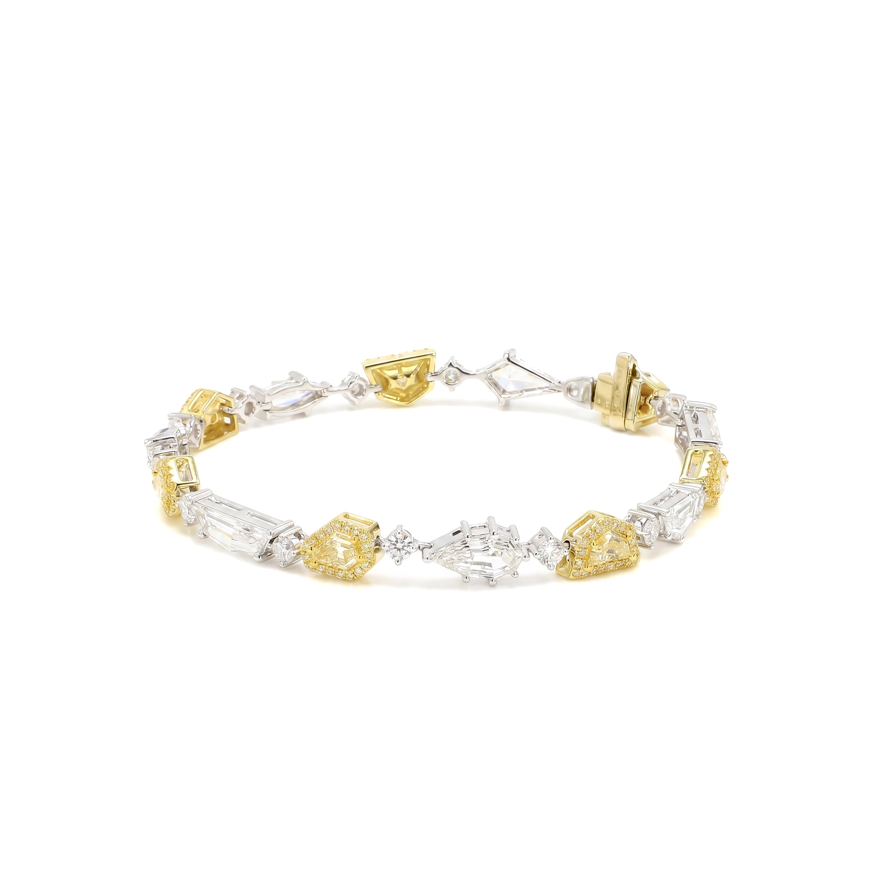 Natural Yellow & White Kite Diamond Bracelet | GIA Certified