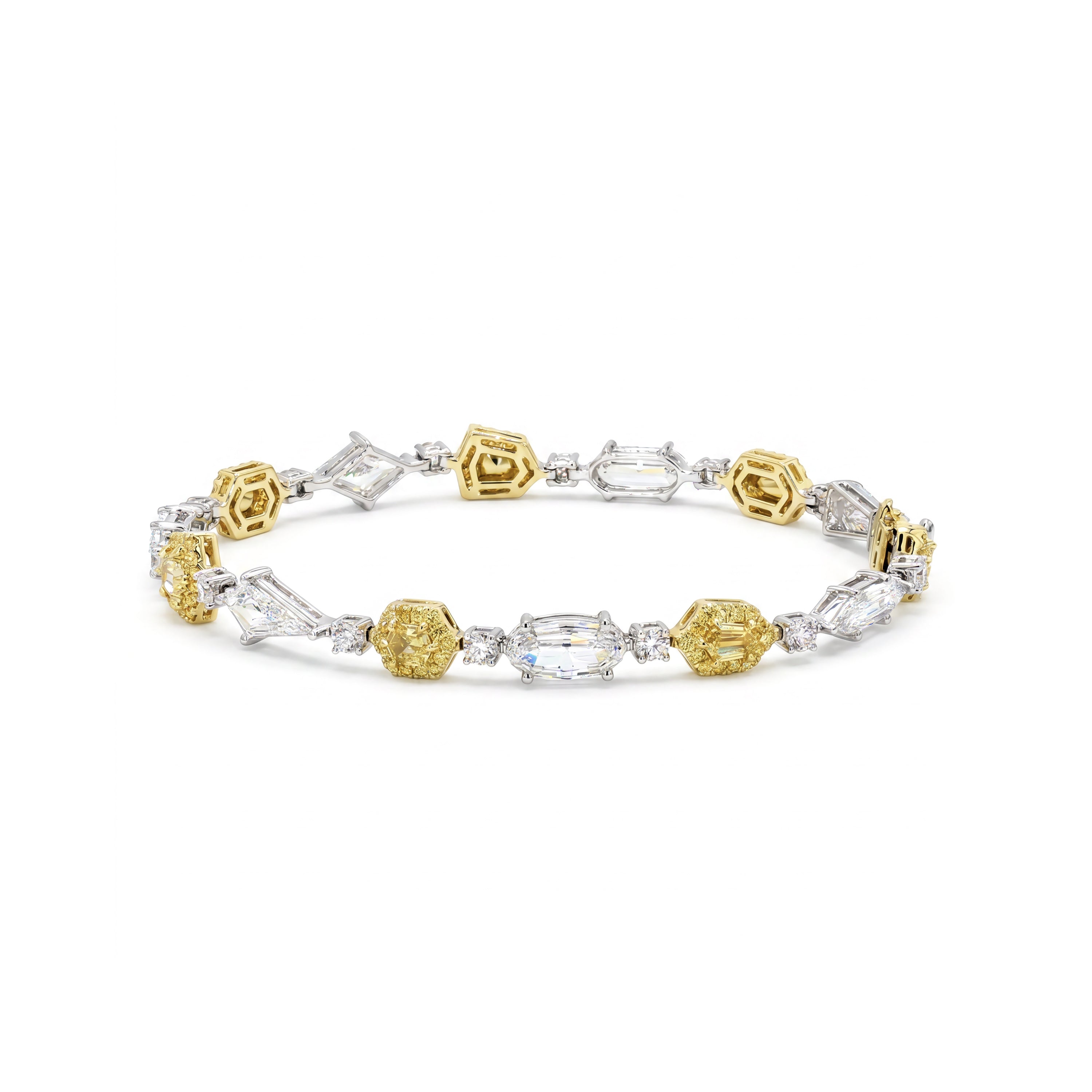 Natural Multi-shape Yellow & White Diamond Bracelet | GIA Certified