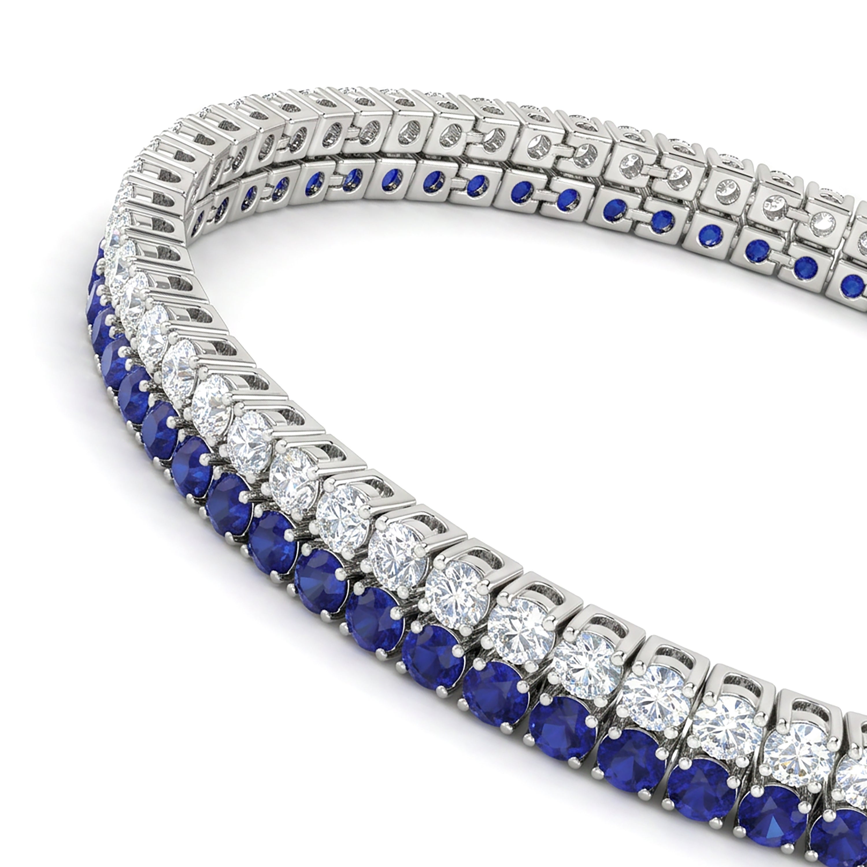 Natural Sapphire & Diamond Double Row Tennis Bracelet