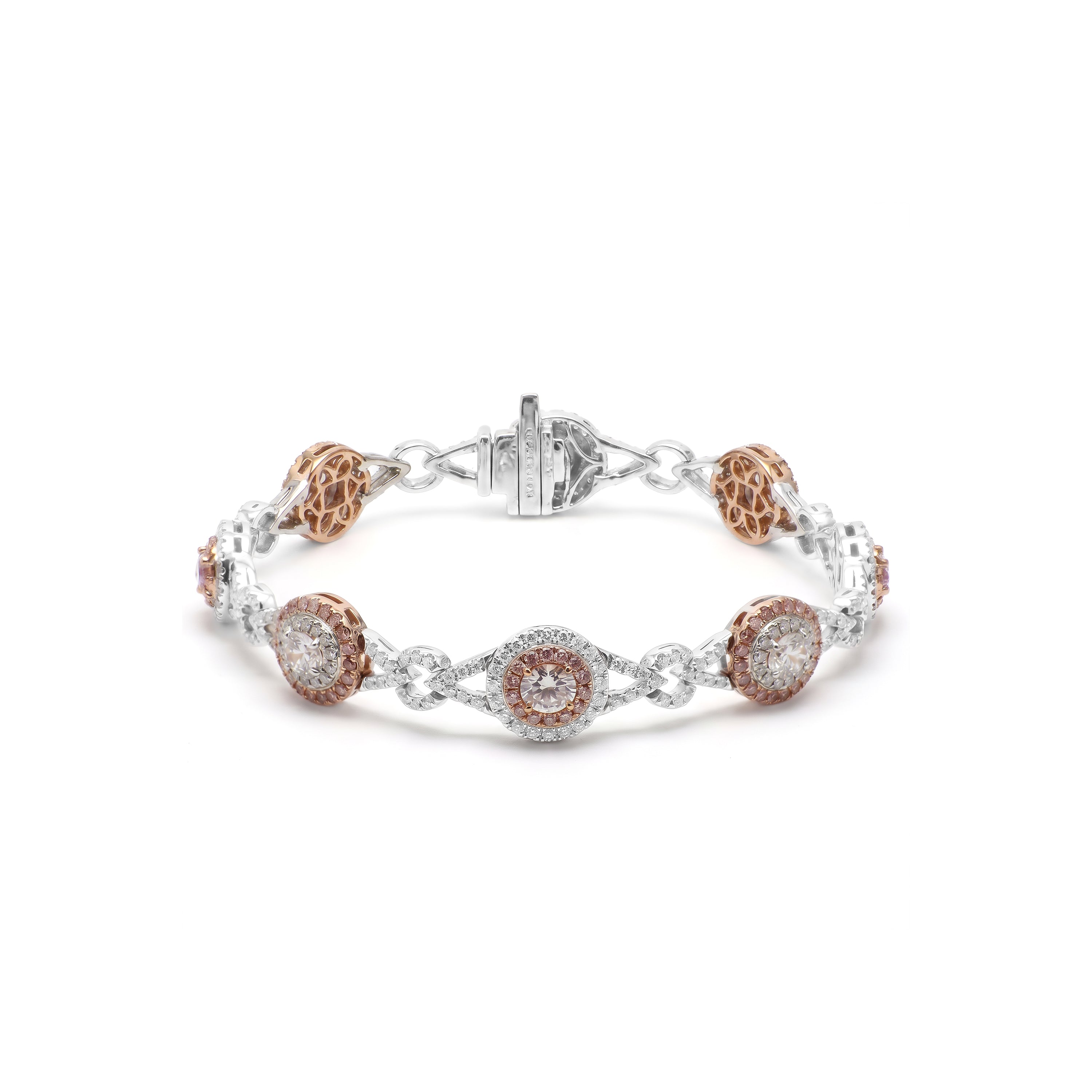 Natural Pink & White Diamond Bracelet | GIA Certified