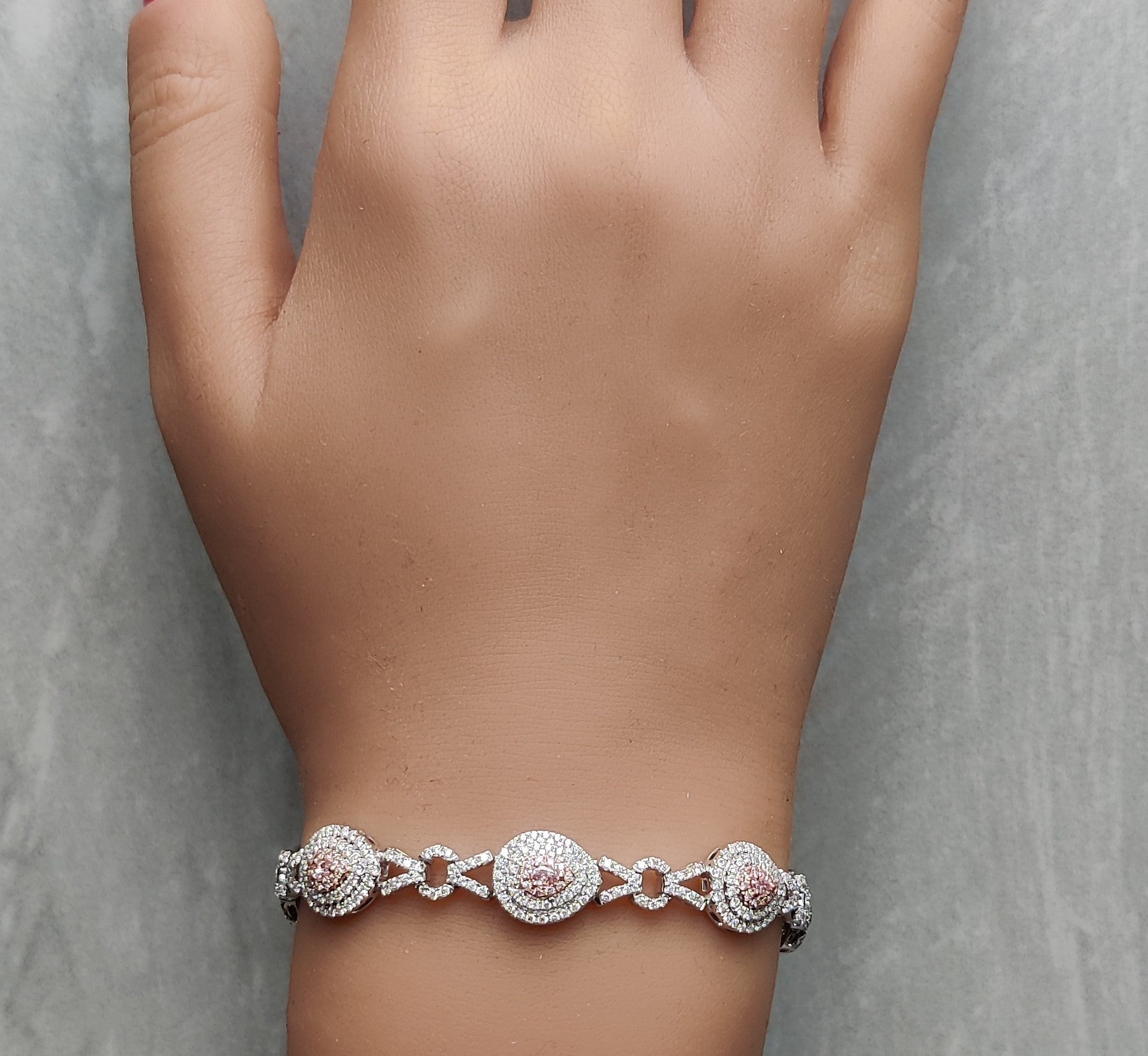 Natural Pink Pear Diamond Bracelet Gia Certified