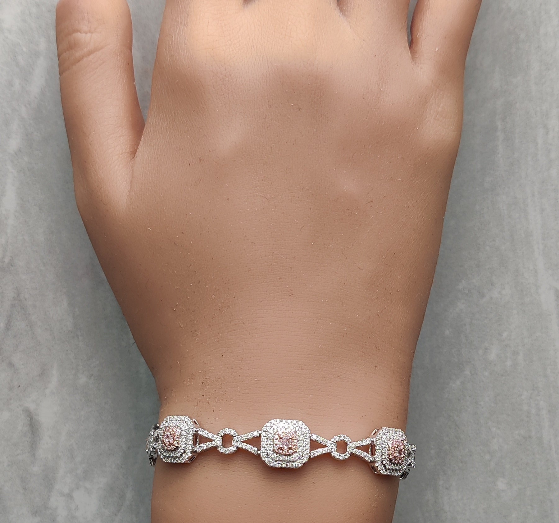 Natural Pink Radiant Diamond Bracelet Gia Certified