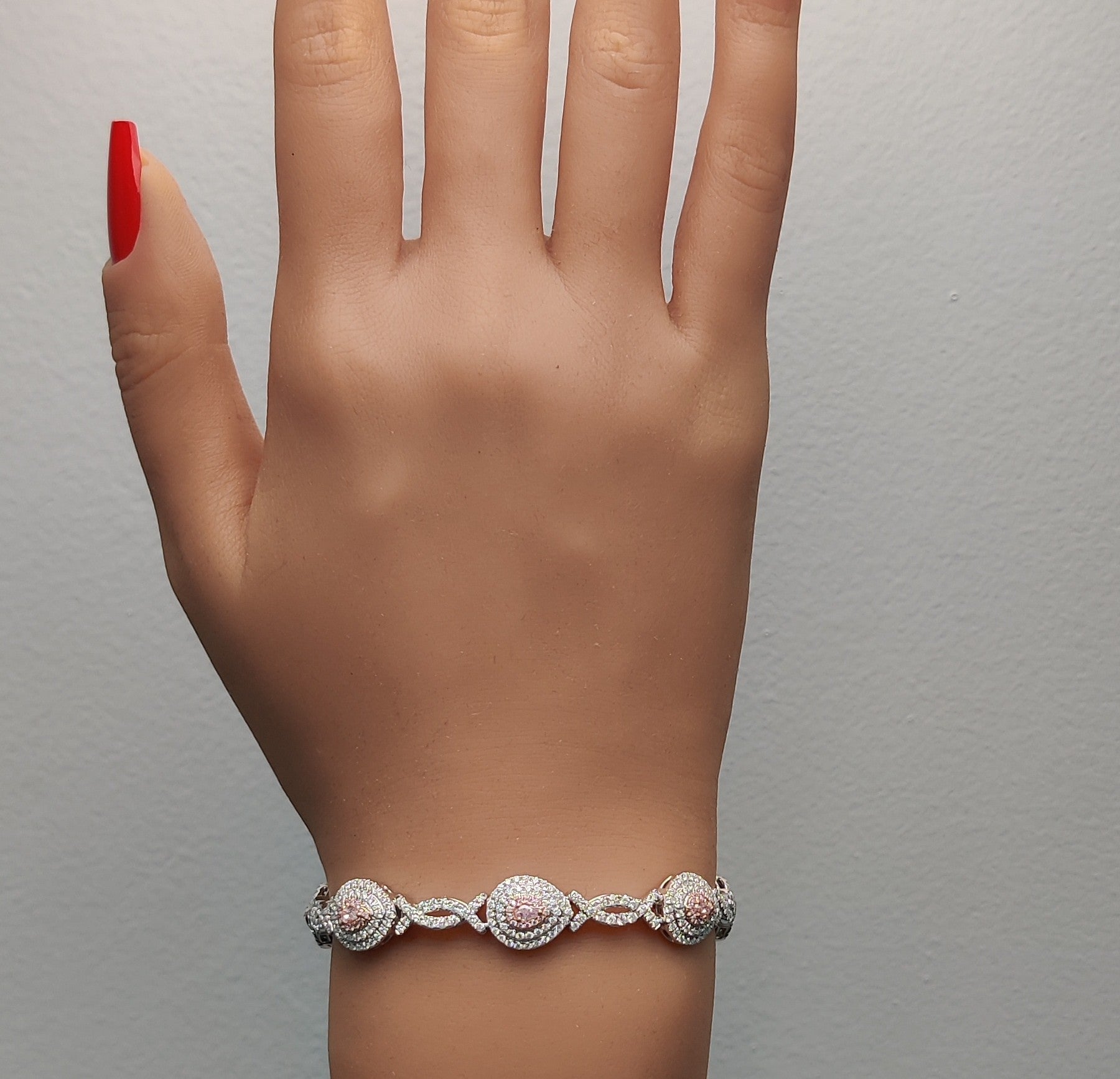 Natural Pink Pear Diamond Bracelet Gia Certified