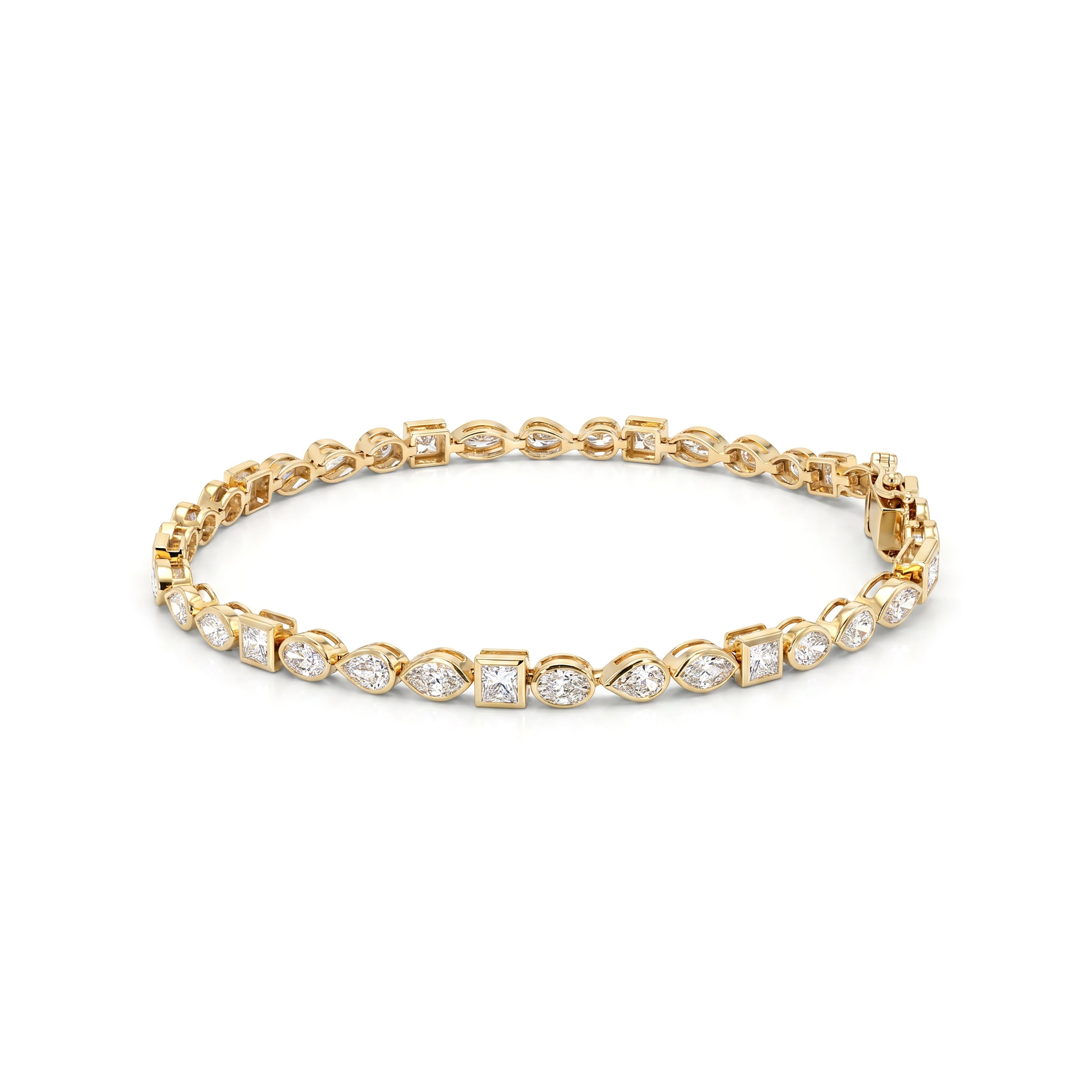 Natural Multi-shape Diamond Bezel Bracelet