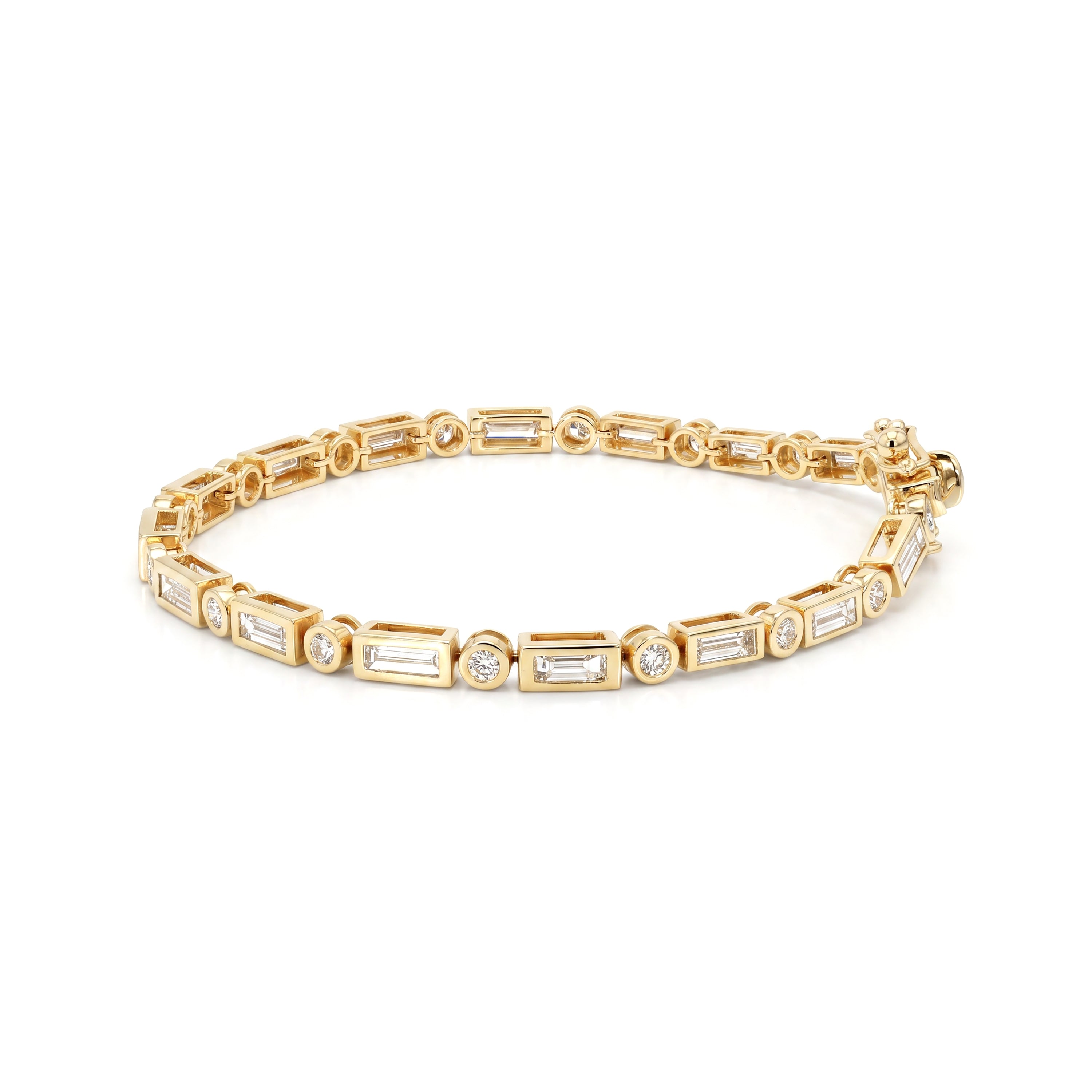 Natural Baguette Diamond Bezel Bracelet