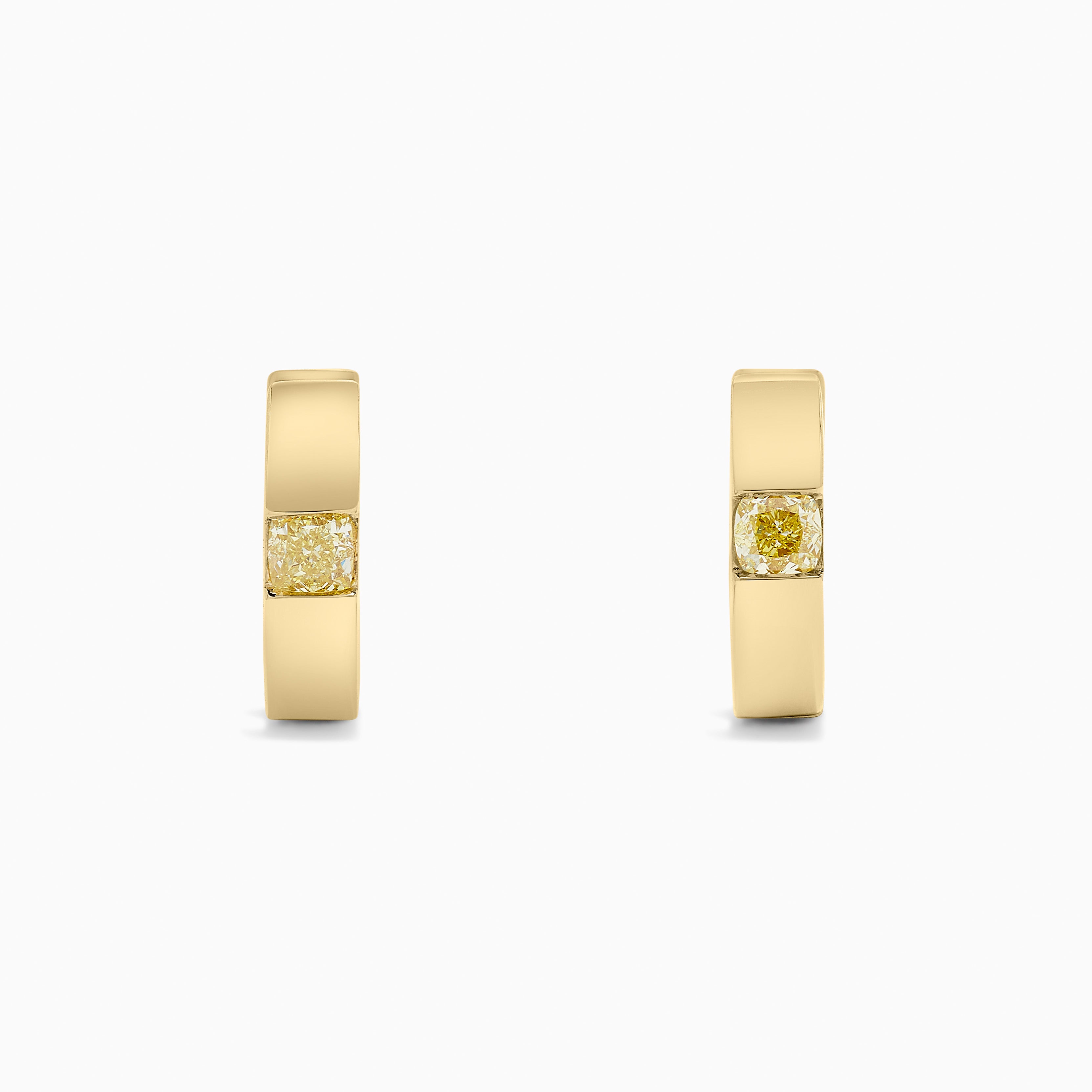 Yellow Cushion Cut Diamond Hoop Earrings JE0200GP