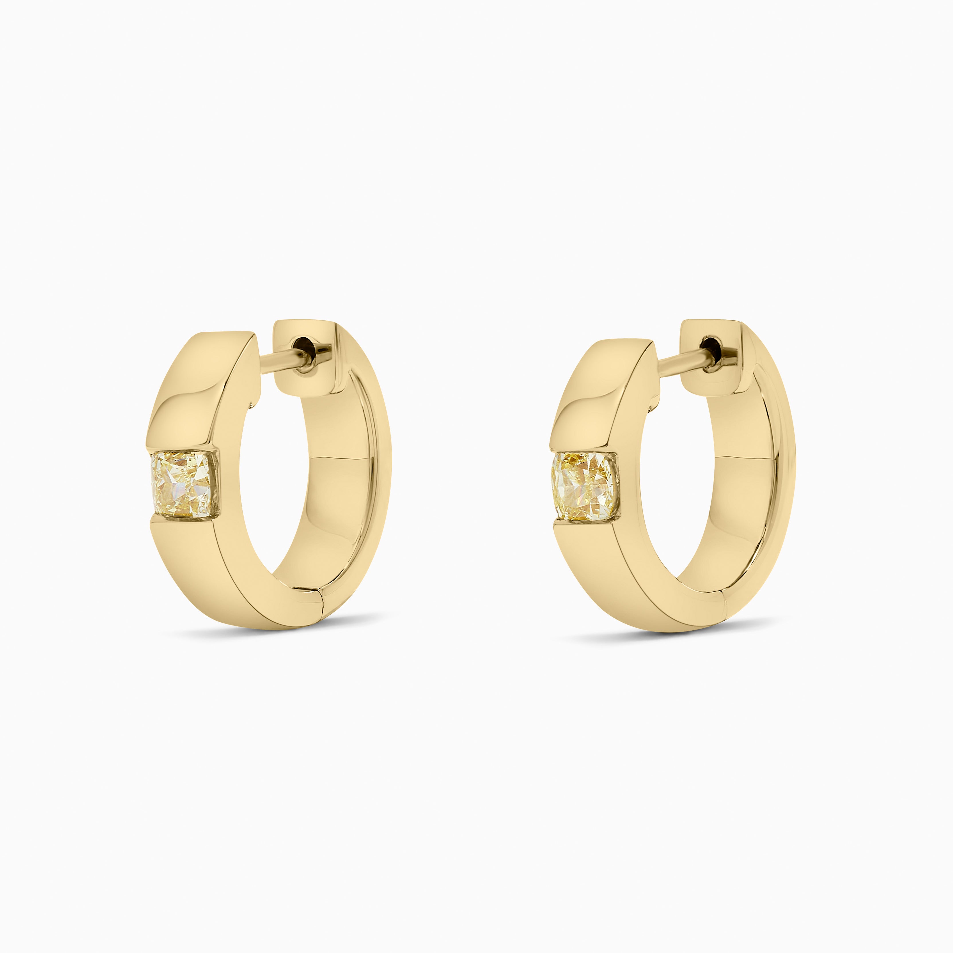Yellow Cushion Cut Diamond Hoop Earrings JE0200GP