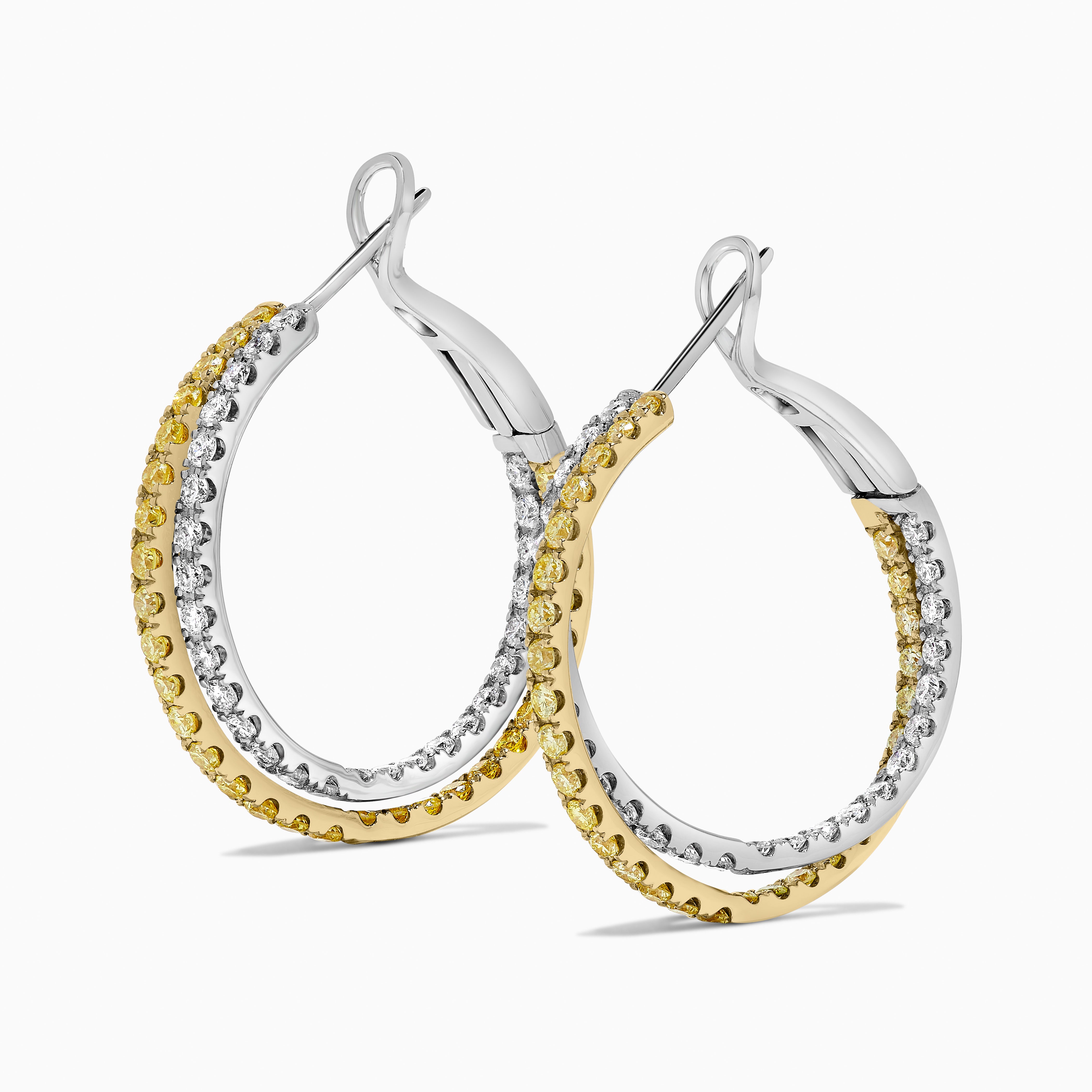 Yellow & White Diamond Hoop Earrings JE0208GP