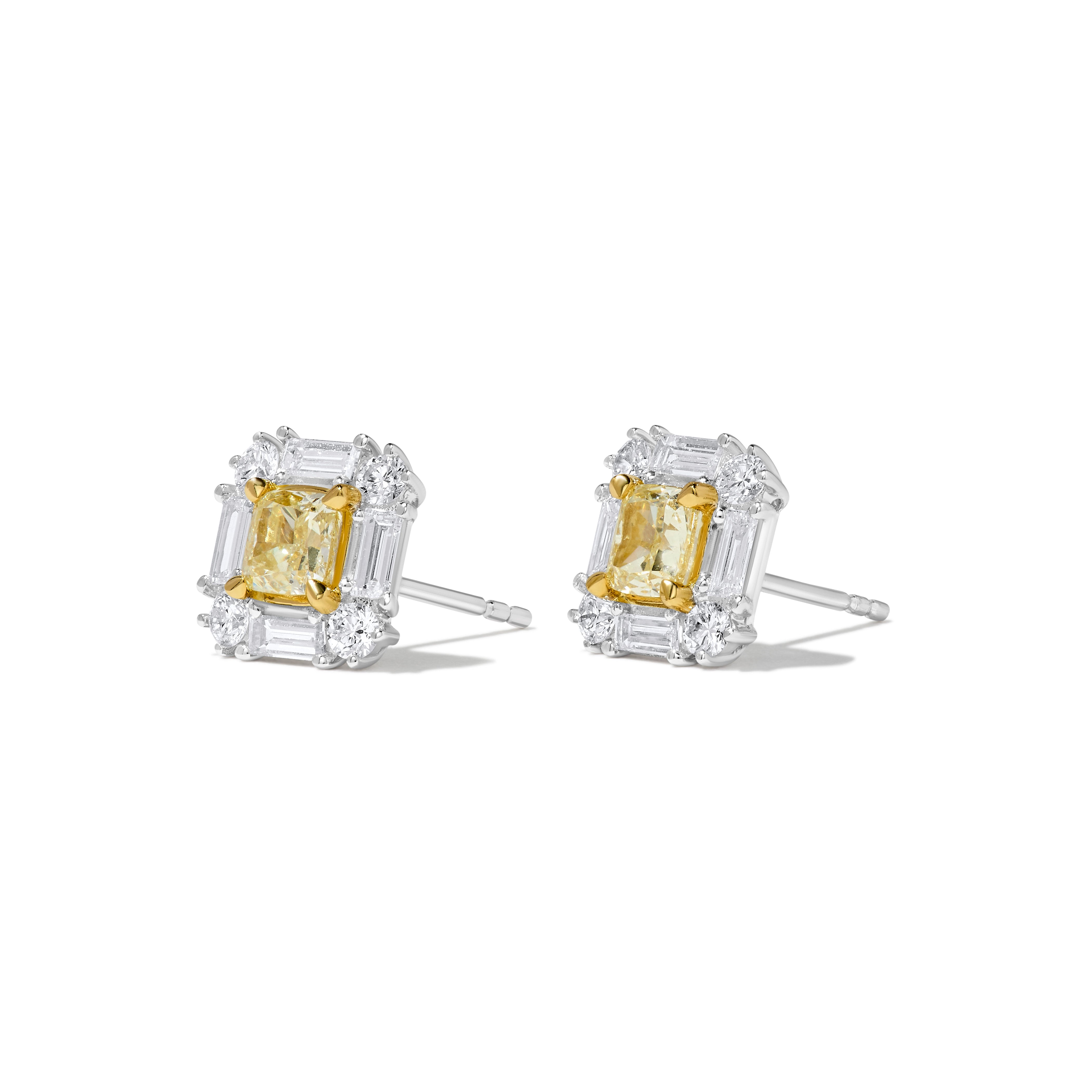 Yellow Cushion Diamond Earrings JE0211GP