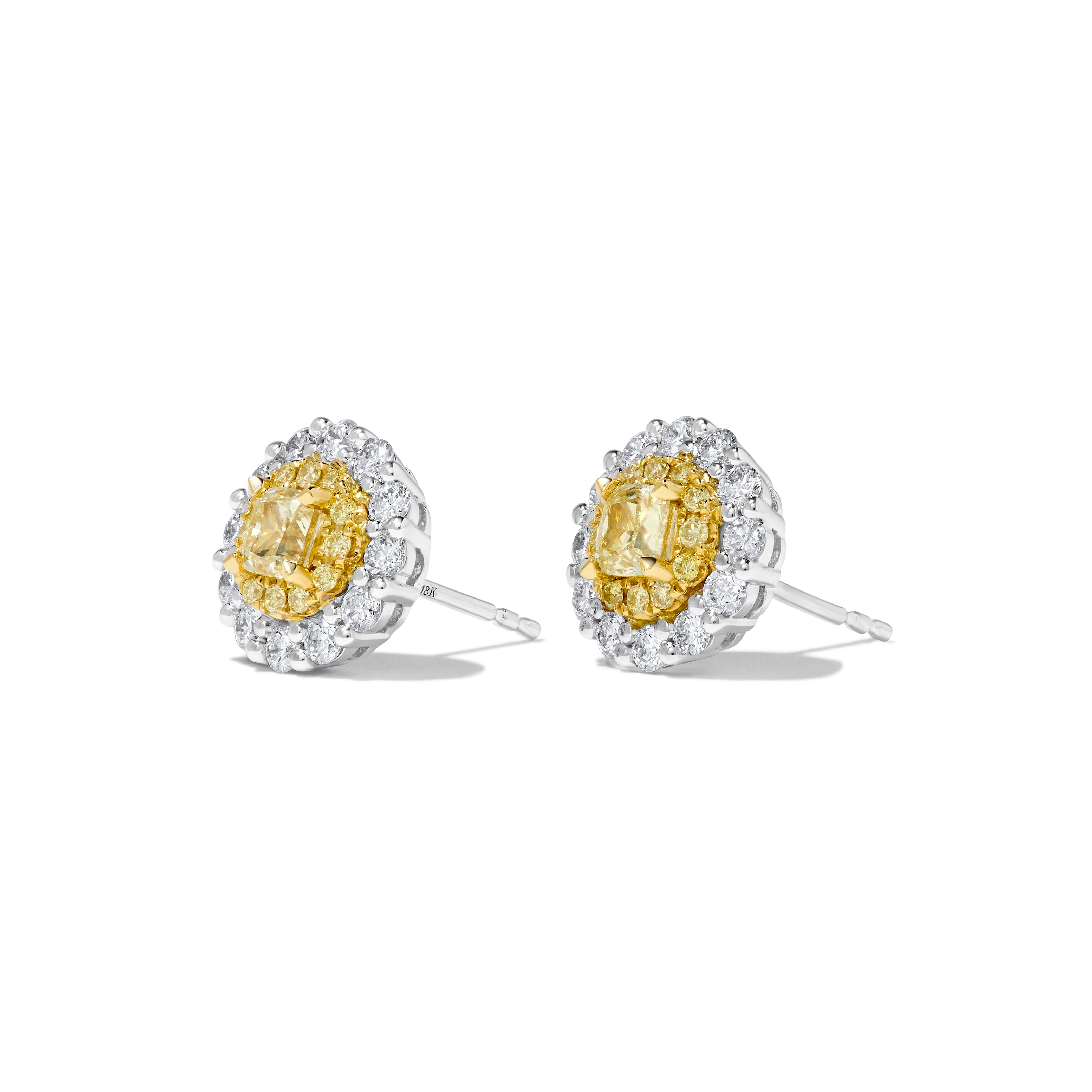 Yellow Cushion Diamond Earrings JE0213GP