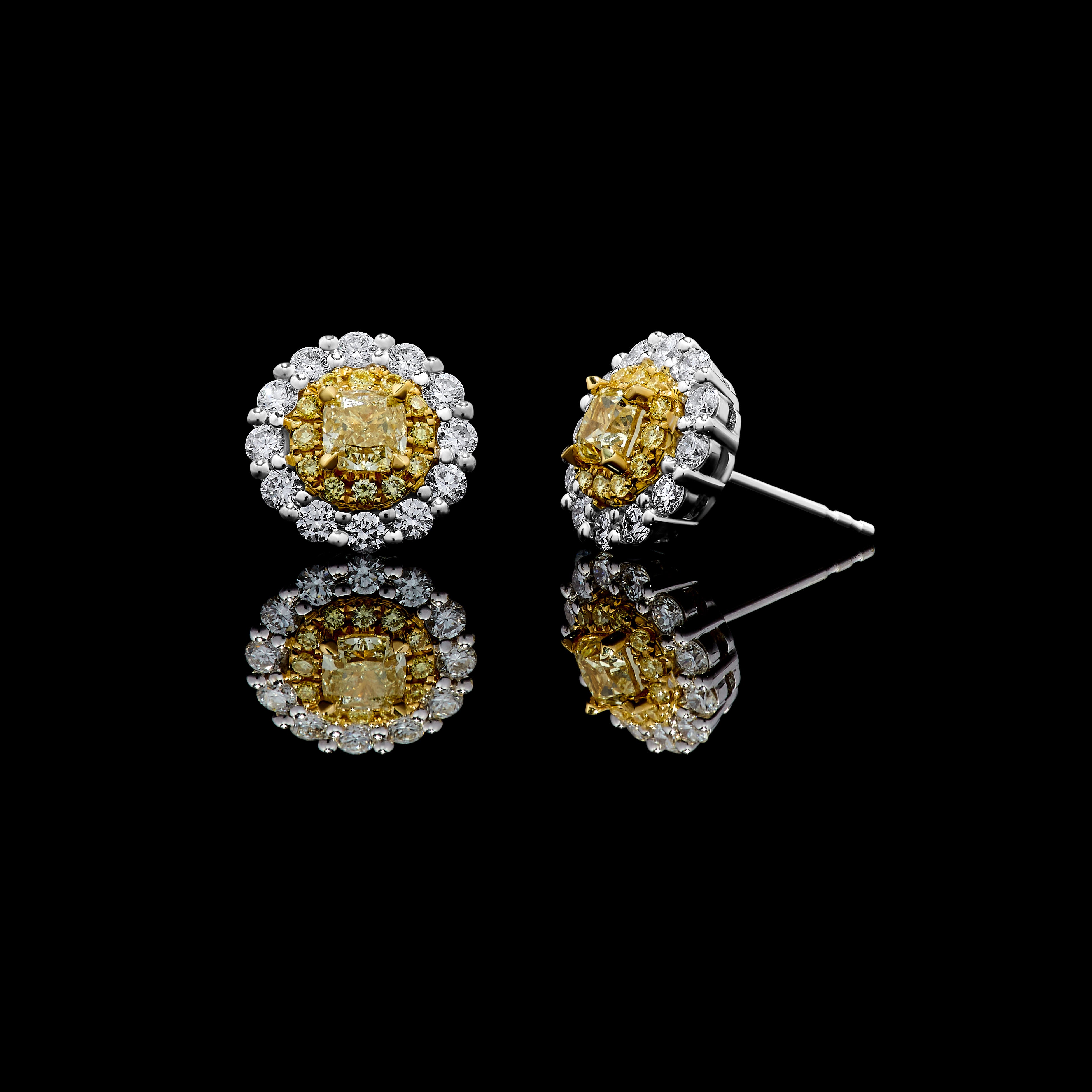Yellow Cushion Diamond Earrings JE0213GP