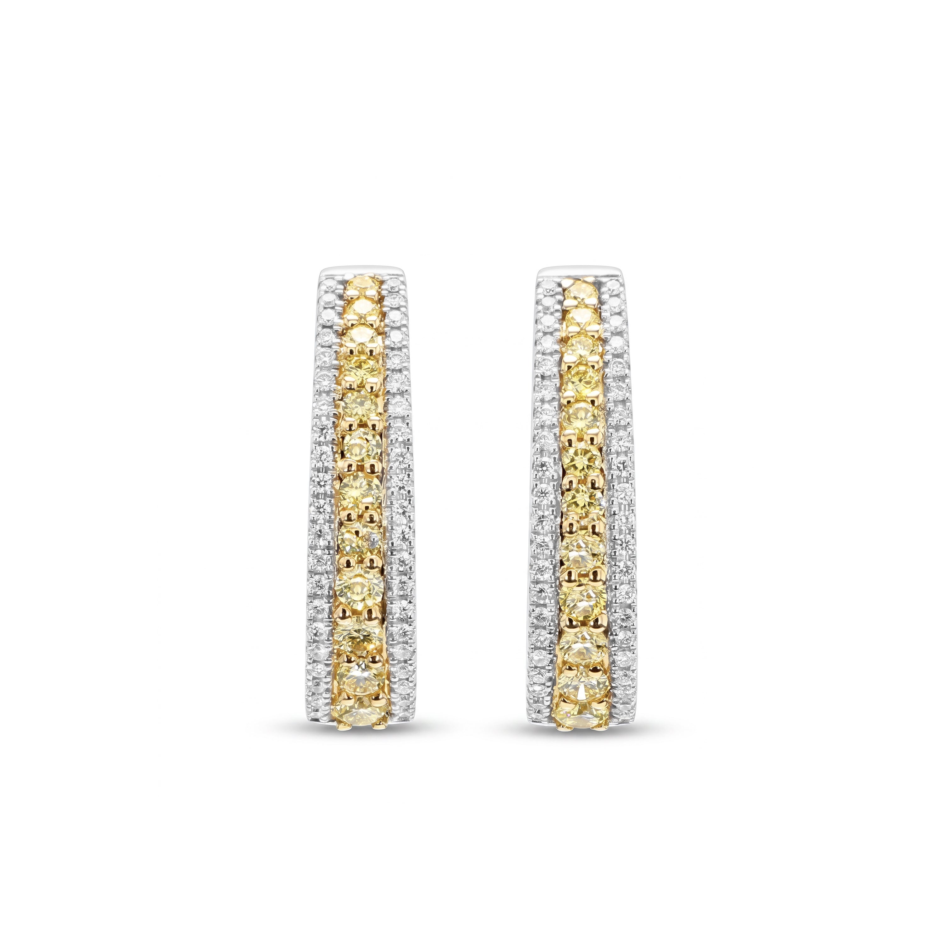 Natural Yellow Diamond Hoop Earrings