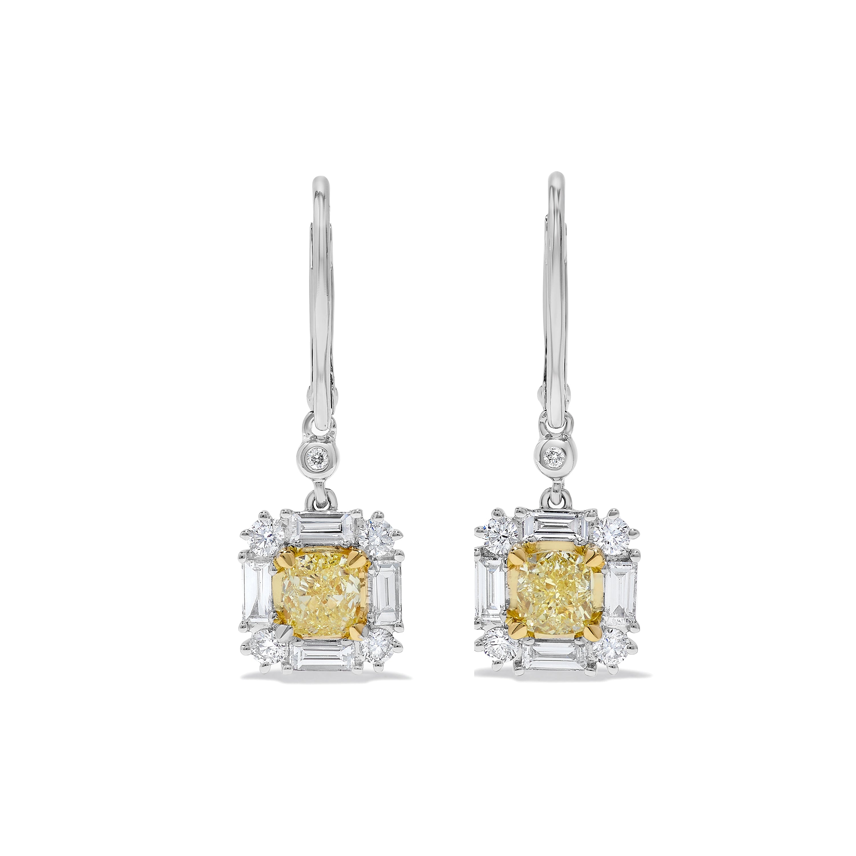 Natural Yellow Cushion Diamond Earring