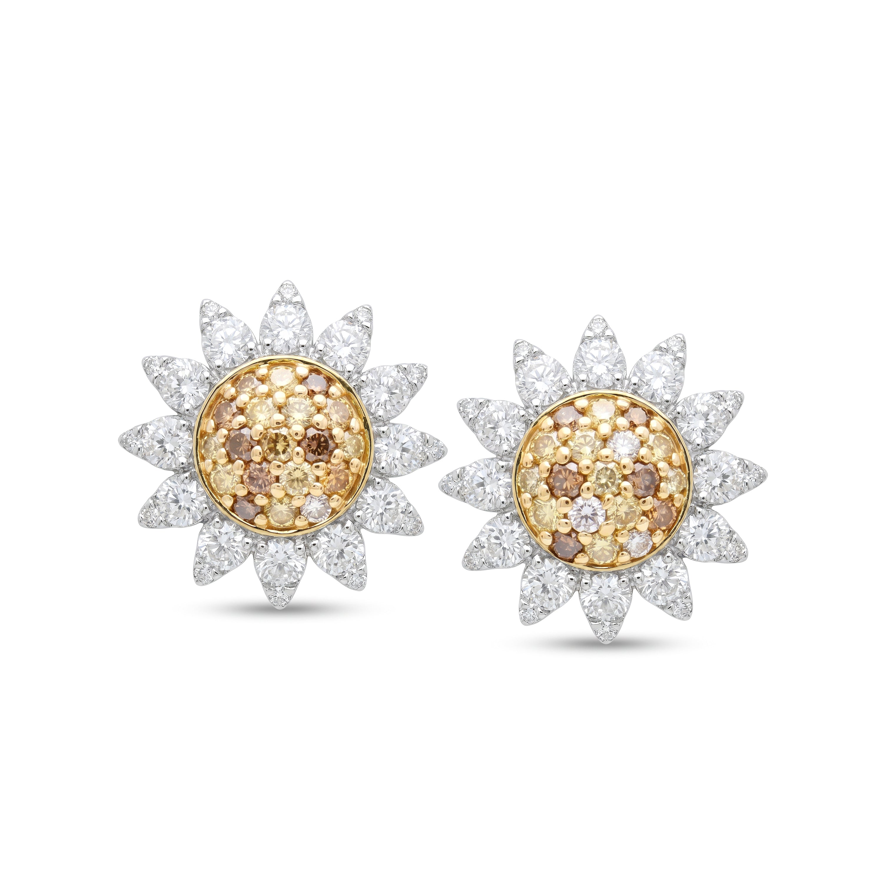 Natural Multi-color Diamond Sunburst Earrings