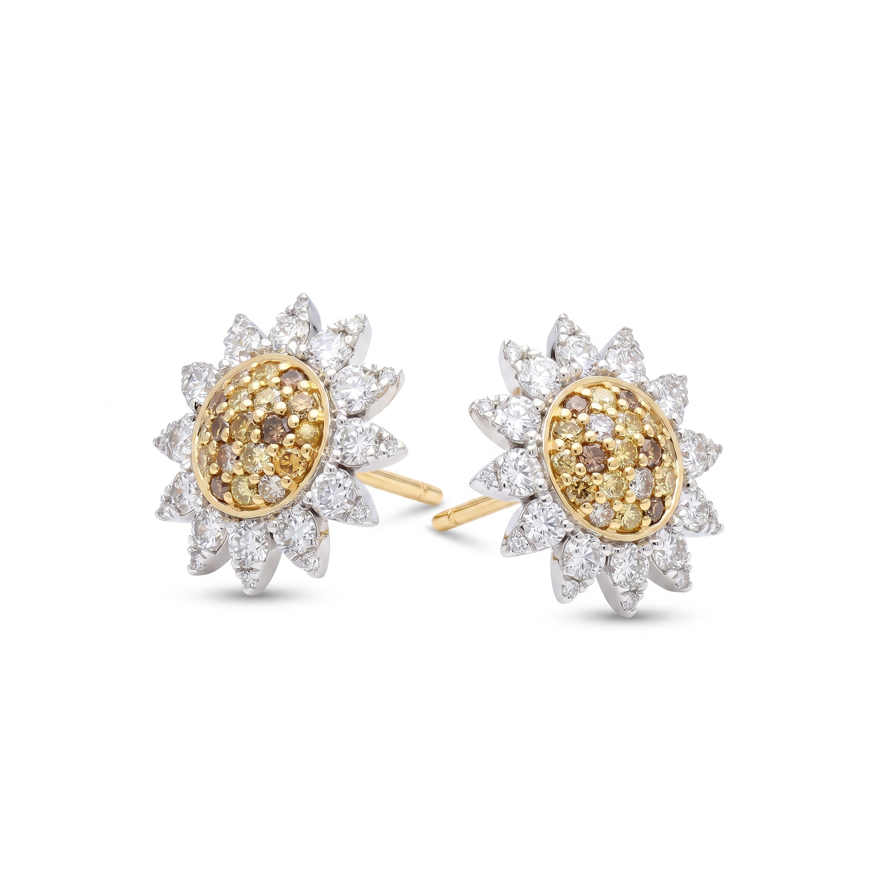 Natural Multi-color Diamond Sunburst Earrings