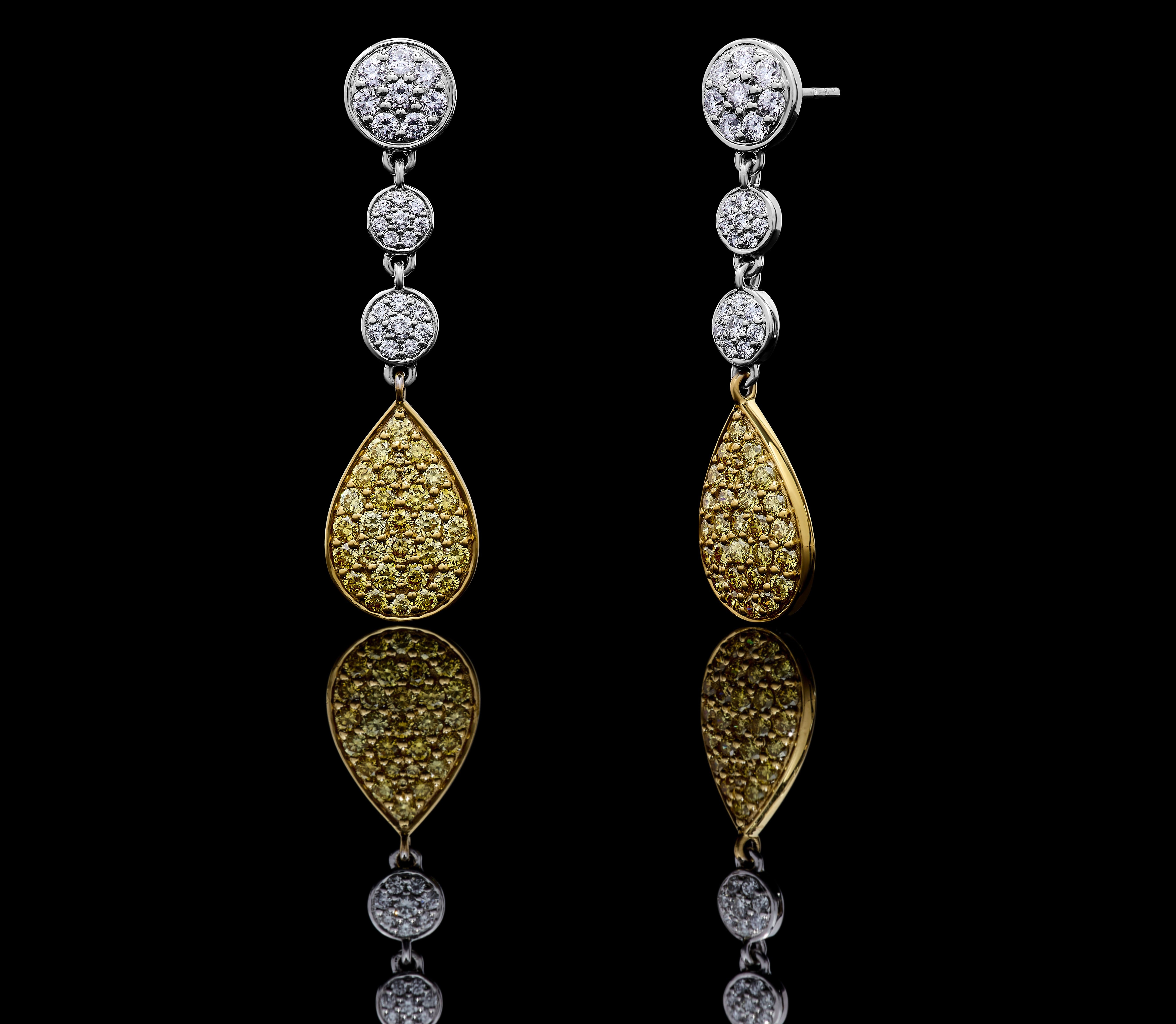 Yellow Round Cut Diamond Earrings JE0274GP