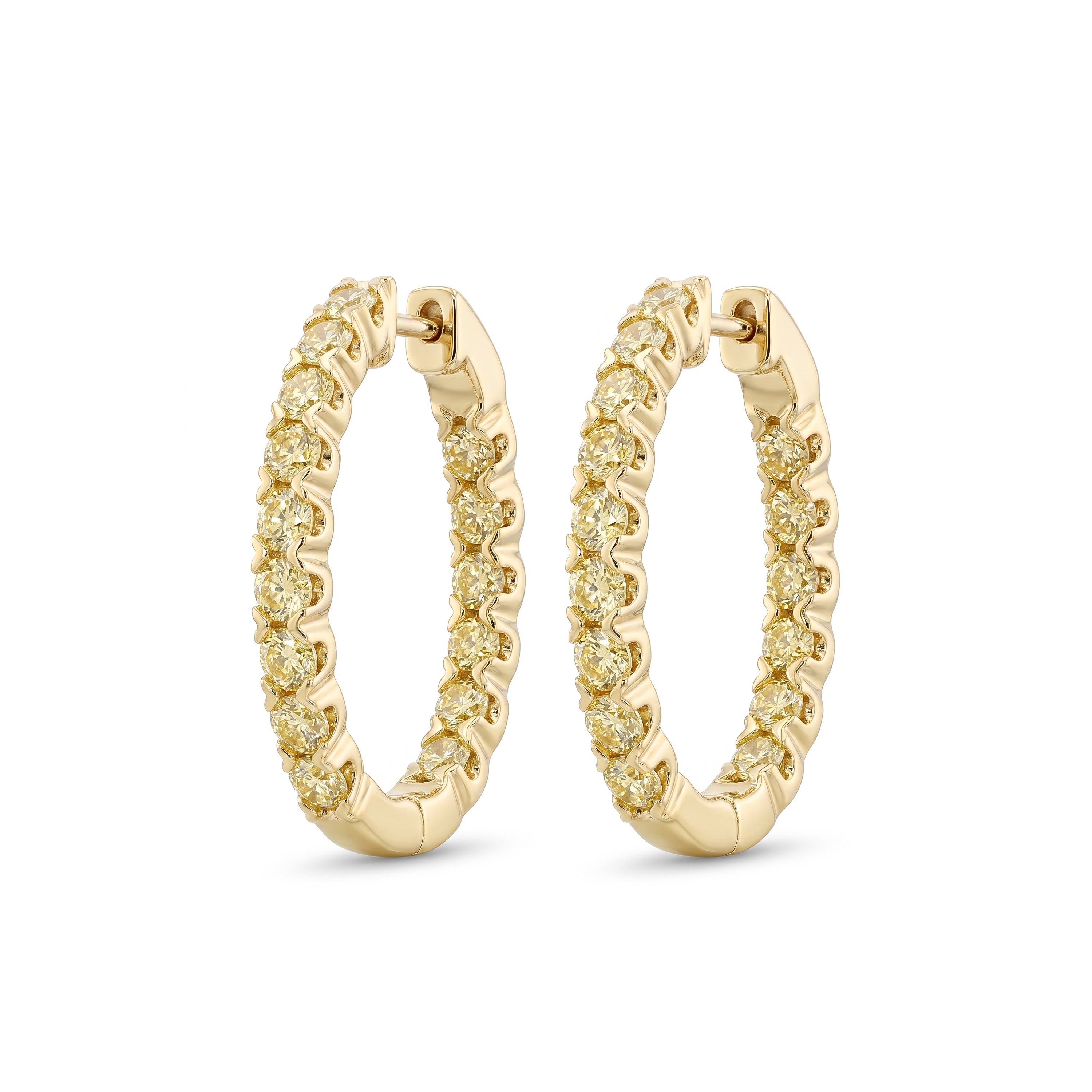 Natural Yellow Diamond Hoop Earrings