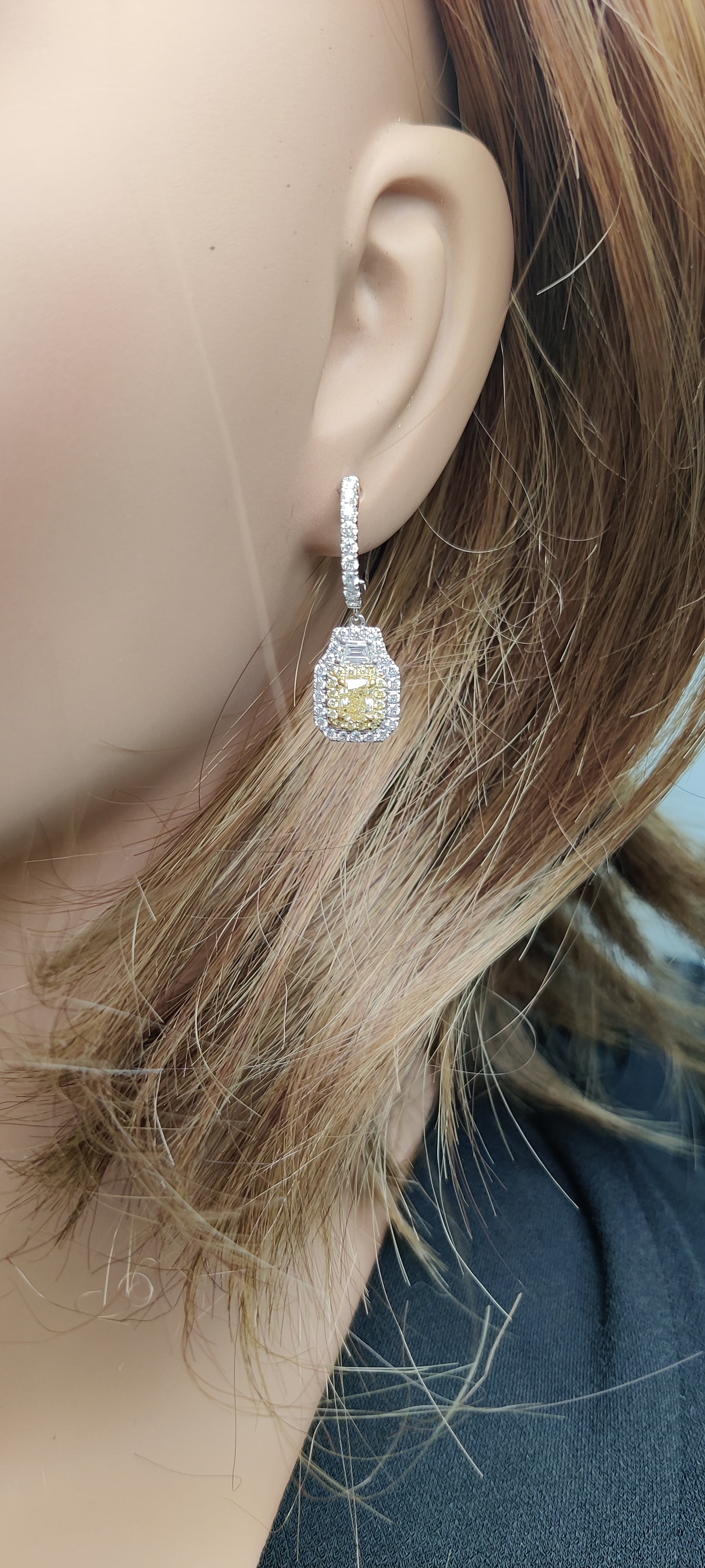Natural Yellow Radiant Diamond Earring GIA Certified product image 5