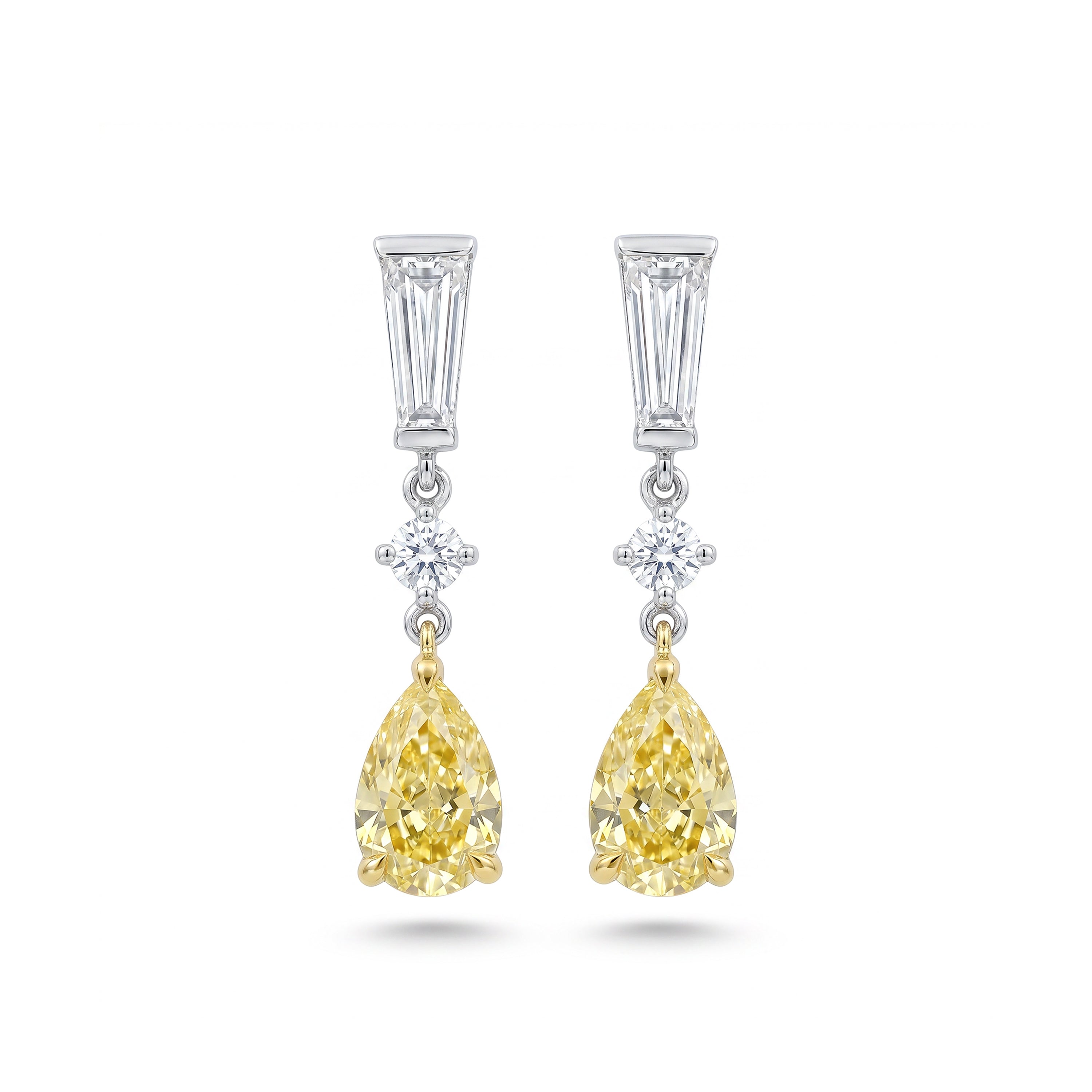 Natural Yellow Pear Diamond Drop Earrings | GIA Certified