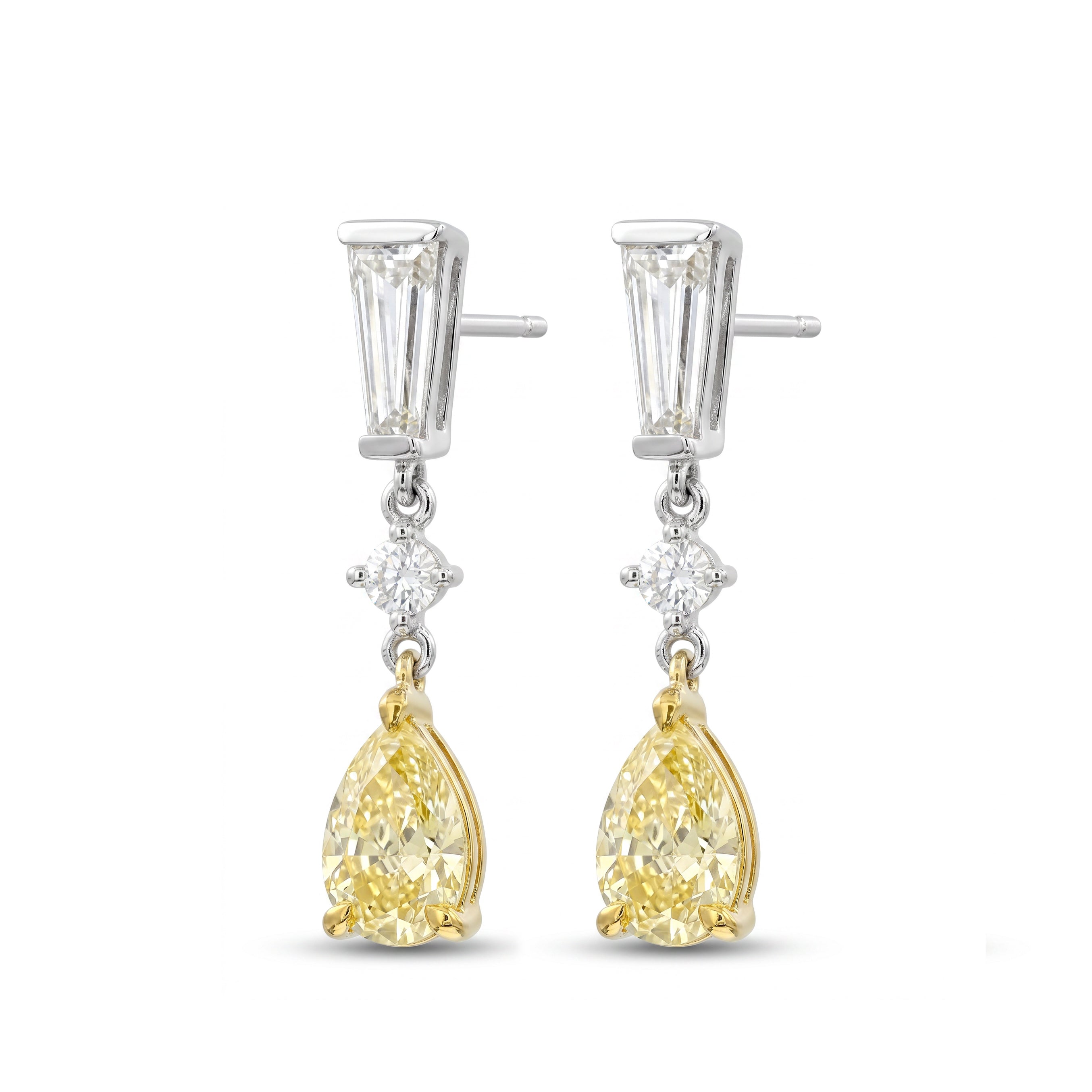 Natural Yellow Pear Diamond Drop Earrings | GIA Certified