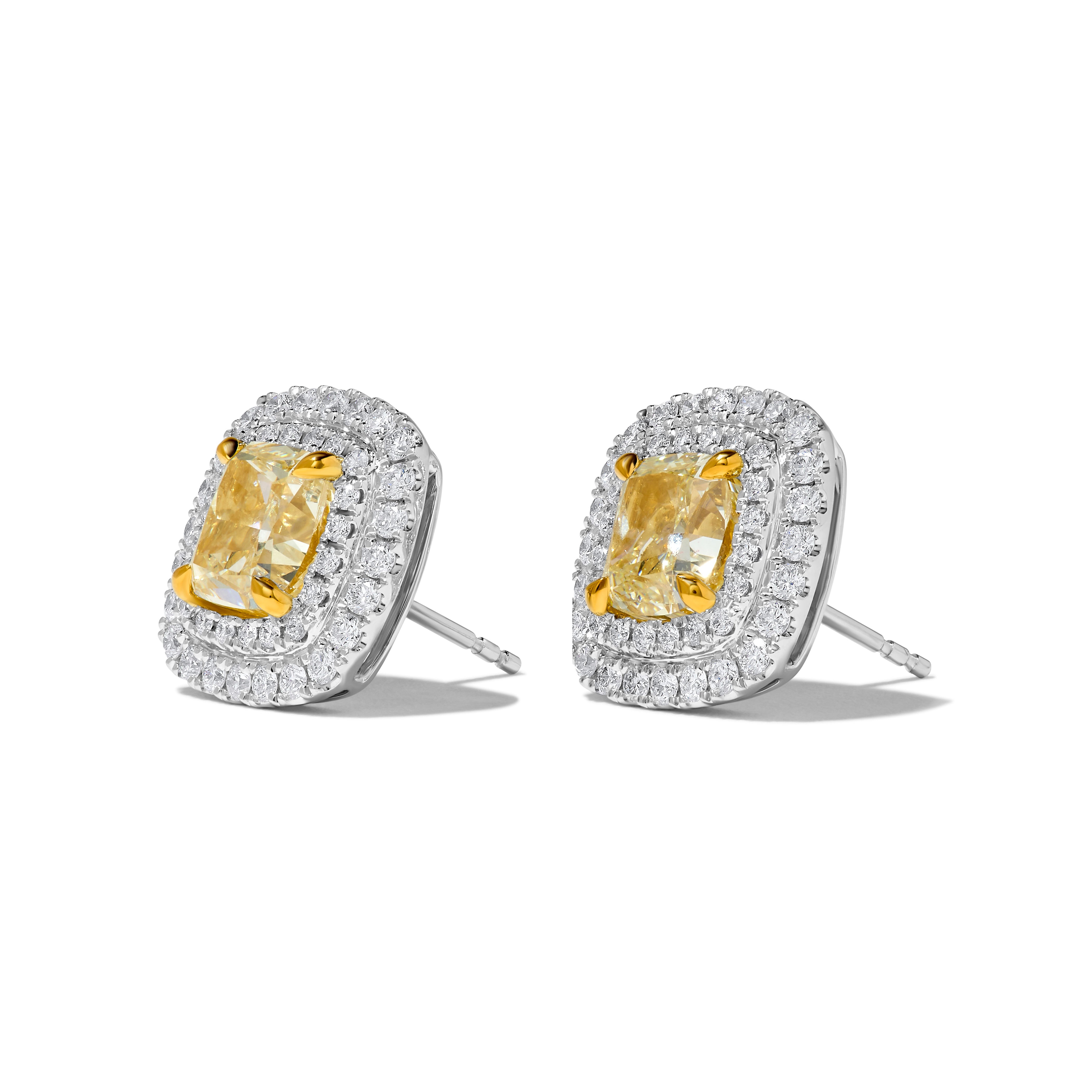 GIA Yellow Cushion Diamond Earrings JE1092GH