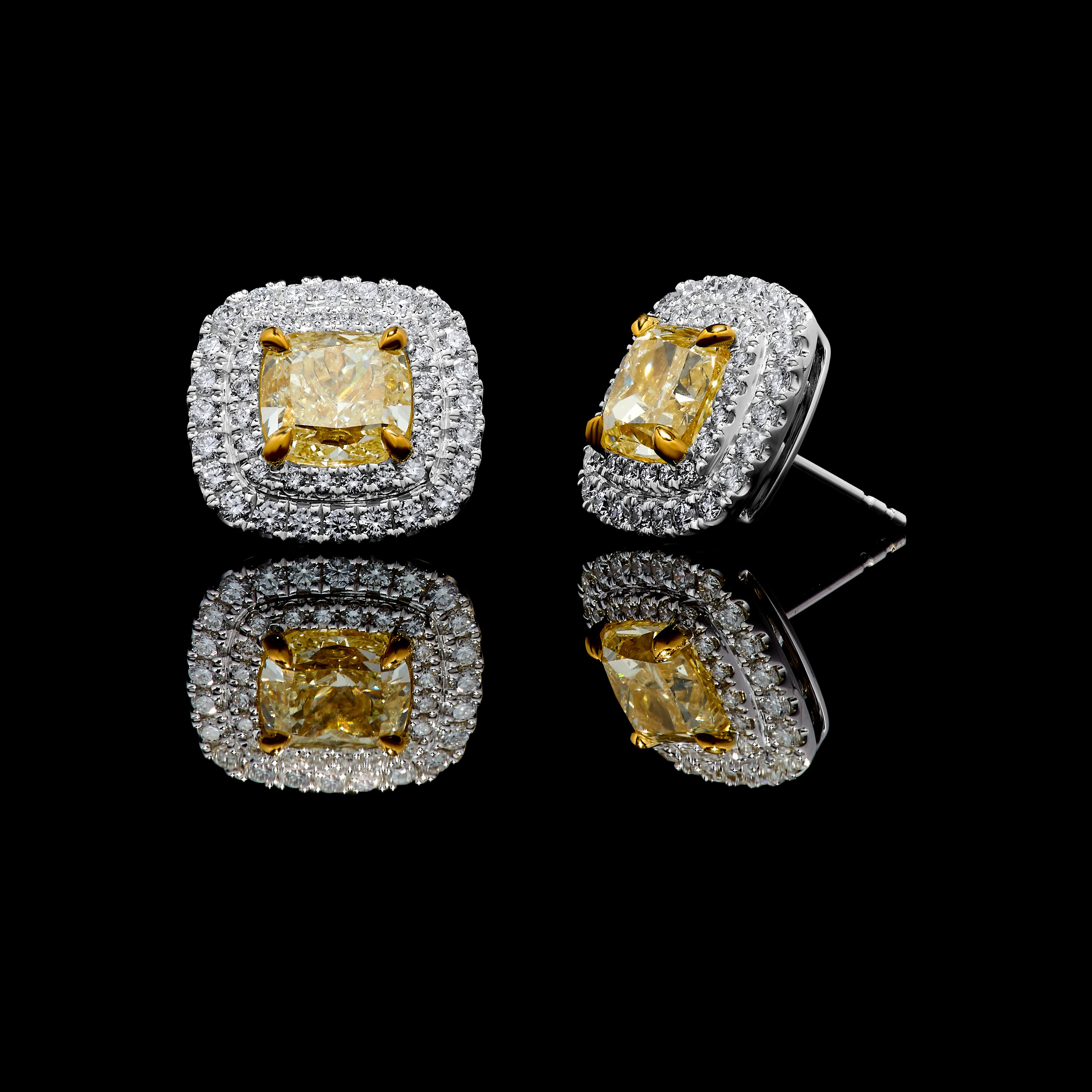 GIA Yellow Cushion Diamond Earrings JE1092GH
