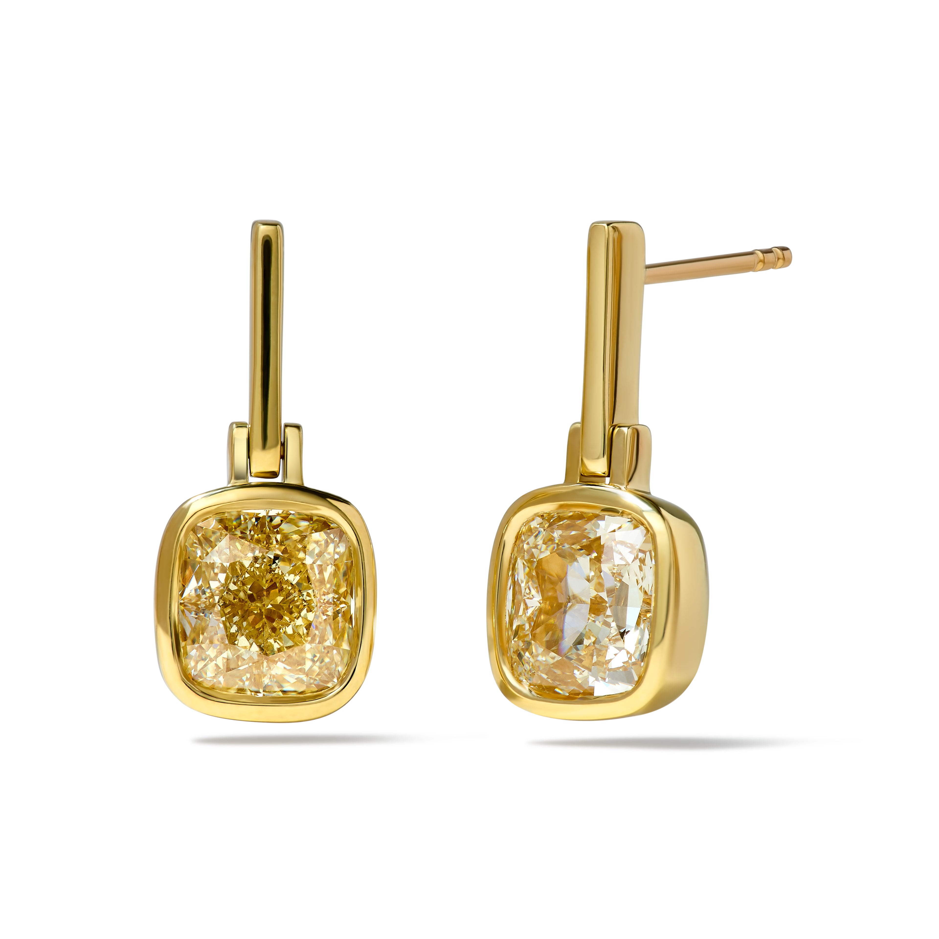 Natural Yellow Cushion Diamond Earring GIA Certified product image 1