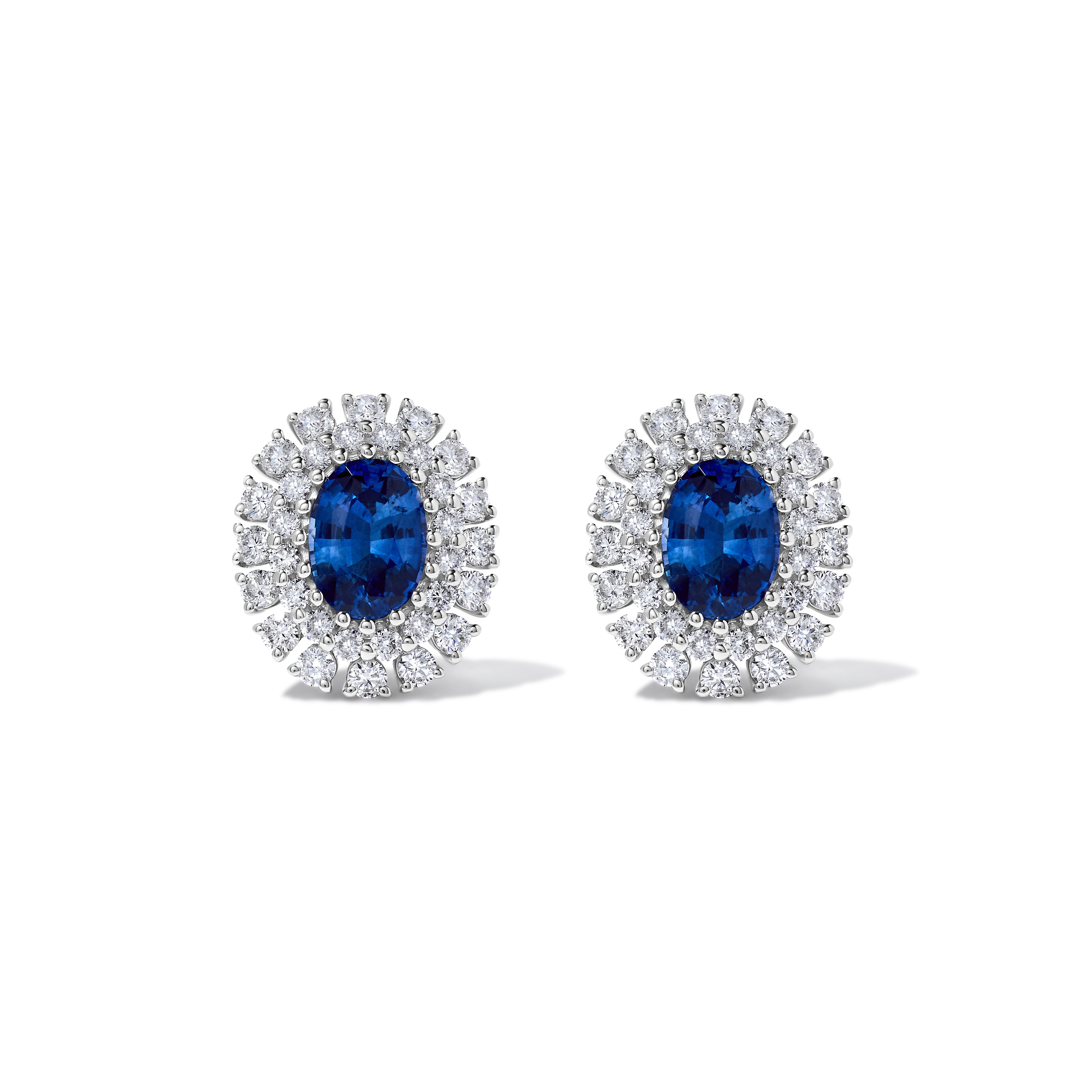 Blue Sapphire & White Diamond Stud Earrings JEC107GP