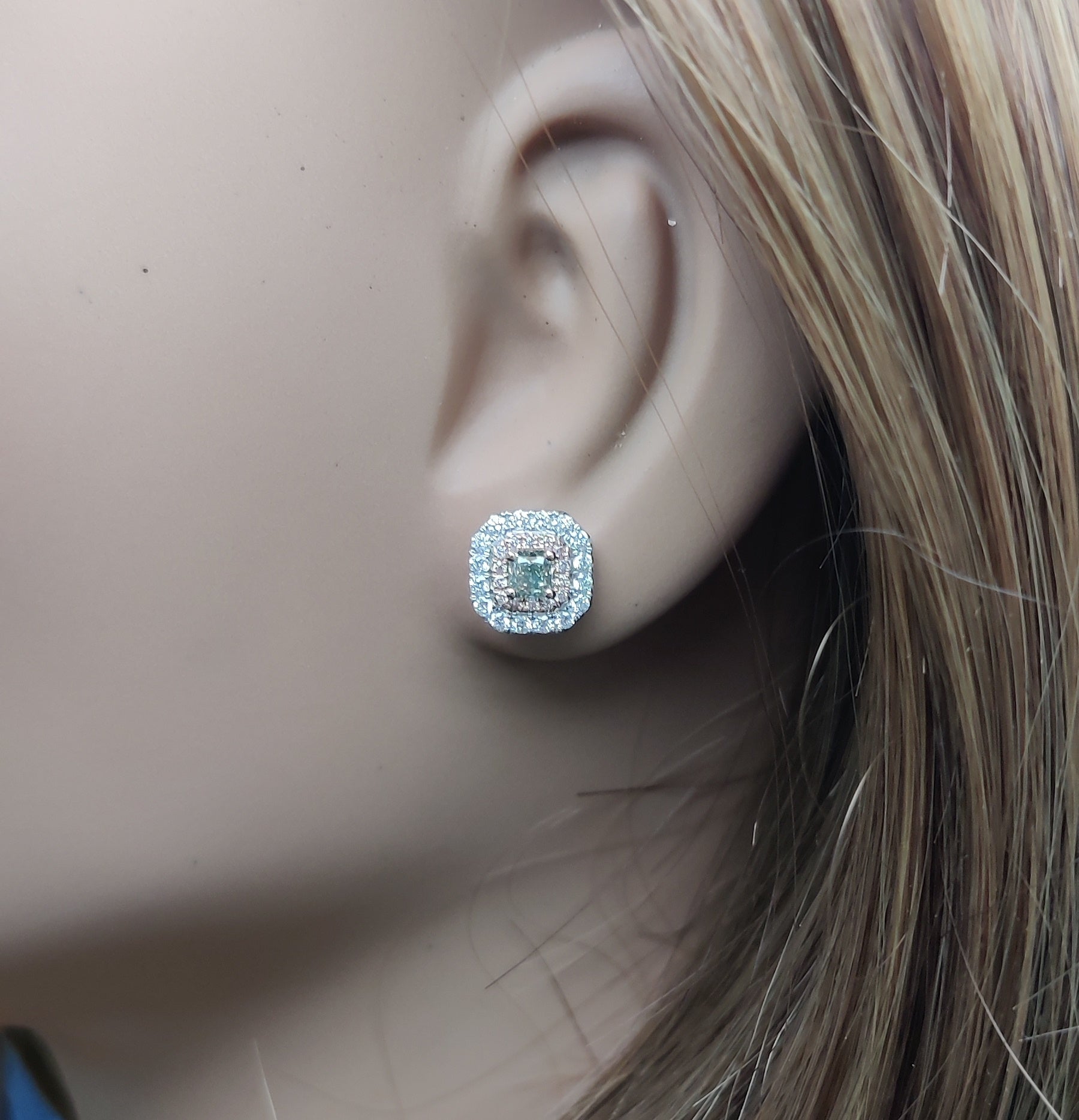 Natural Green Cushion Diamond Earring GIA Certified product image 5