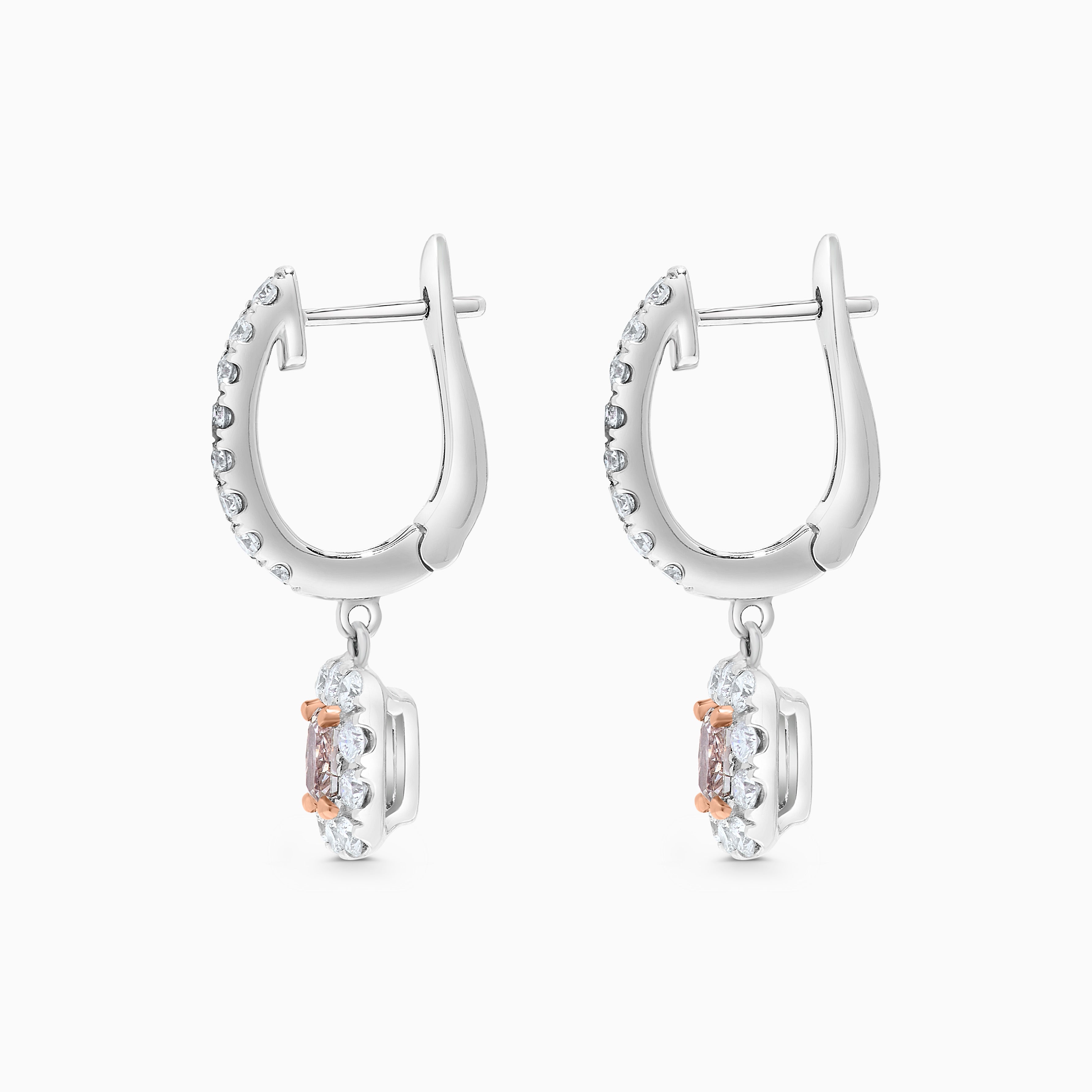 GIA Pink Radiant Cut & White Diamond Drop Earrings JEP025GH