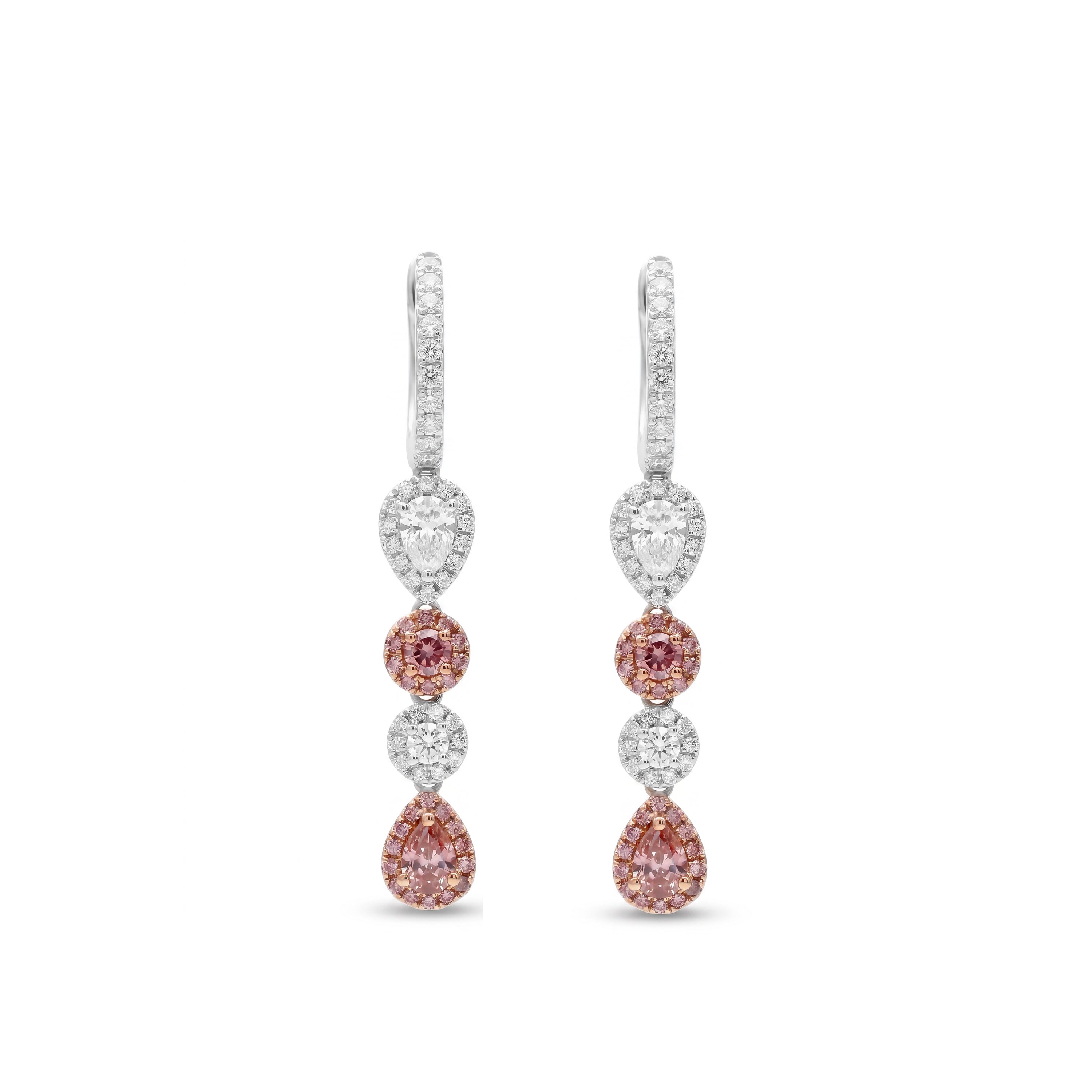 Natural Pink & Purple Diamond Halo Drop Earrings | GIA Certified