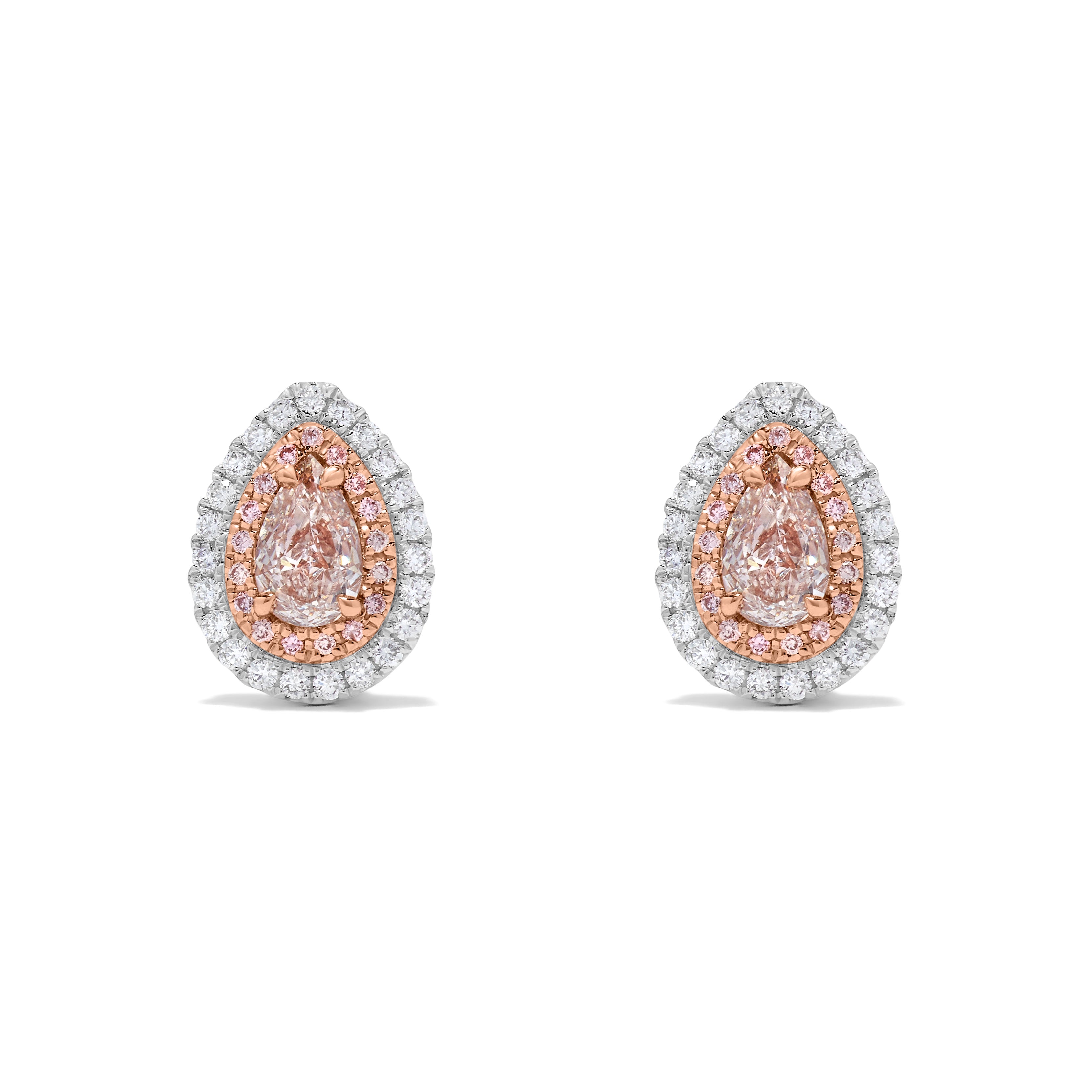 GIA Pink Pear Diamond Stud Earrings JEP051GH