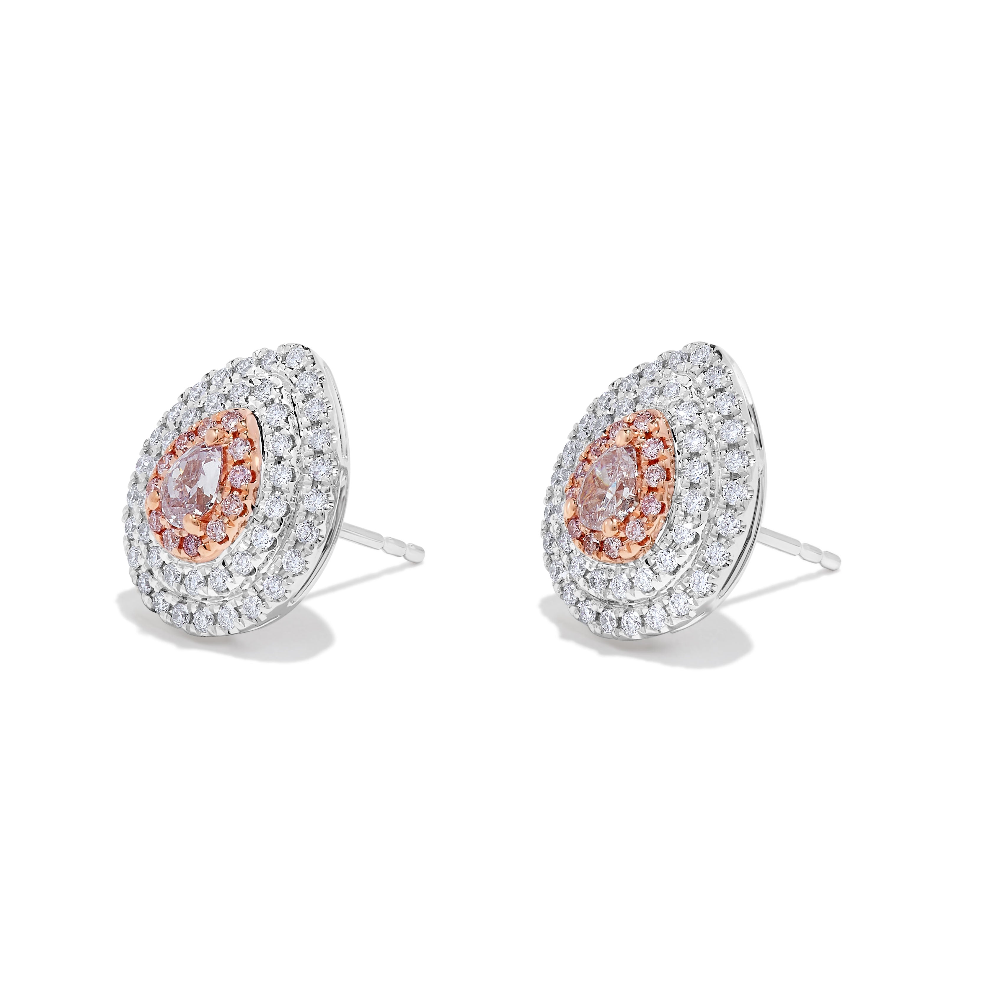 GIA Pink Pear Cut Diamond Stud Earrings JEP060GH