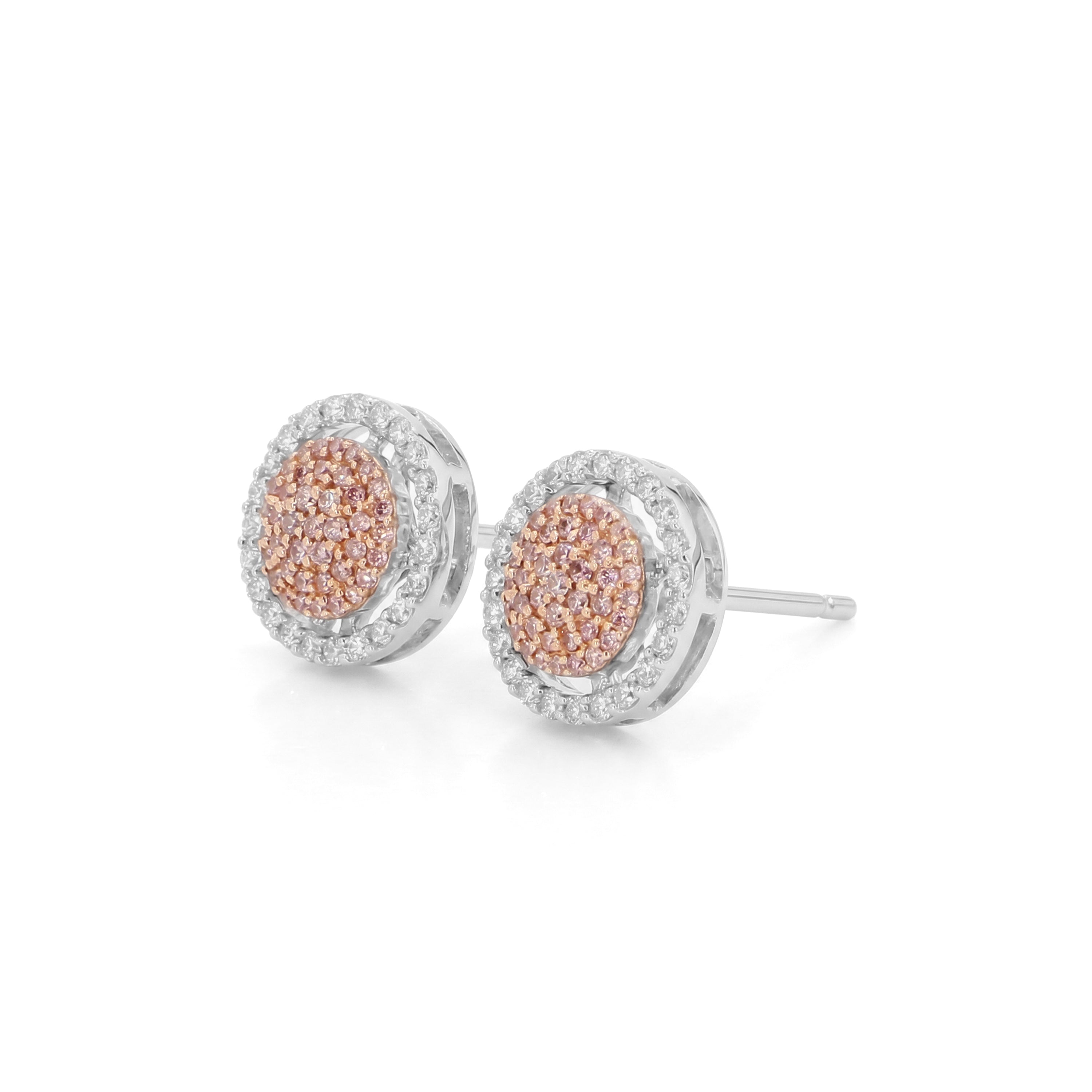 Natural Pink Pavé Diamond Earrings
