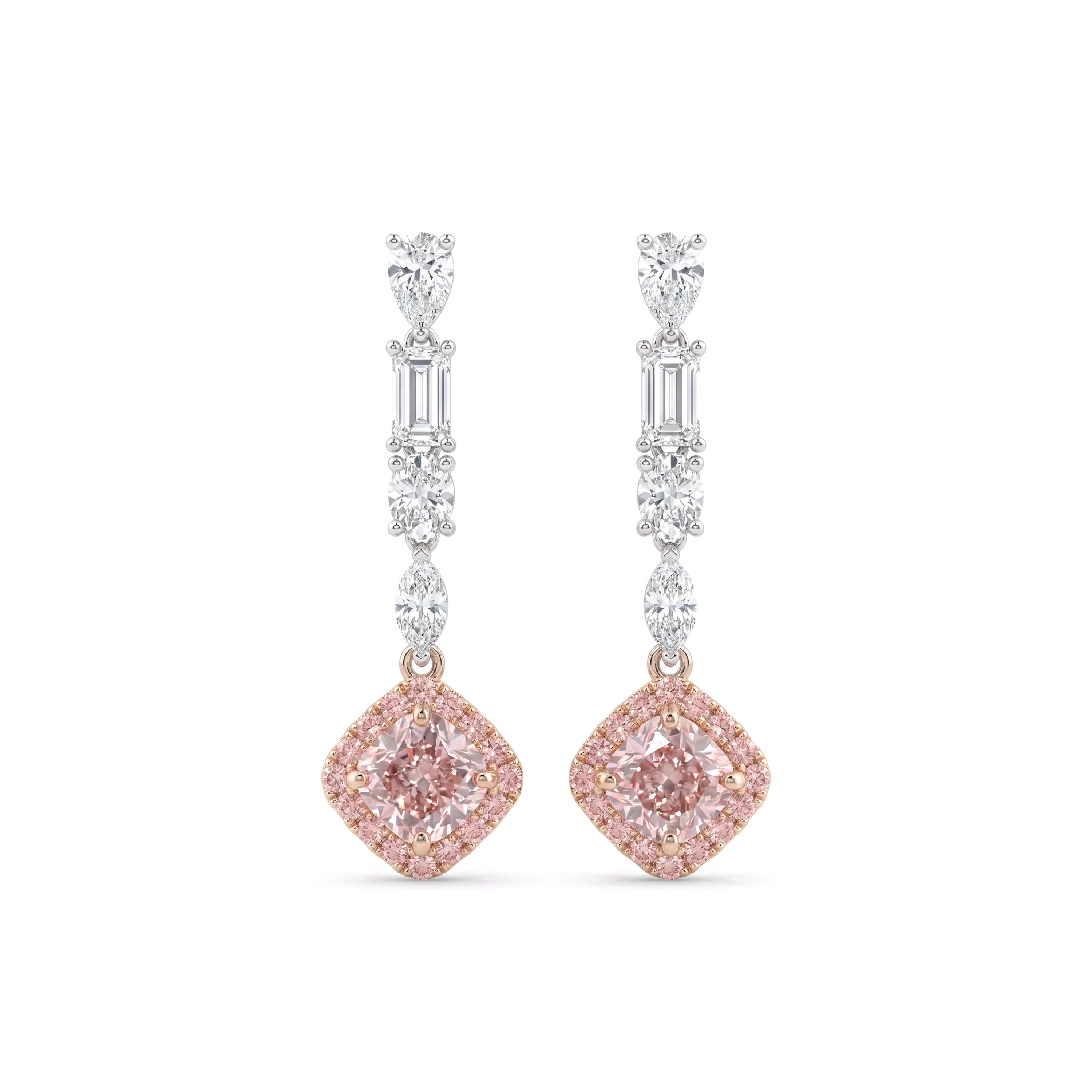 Natural Purple Diamond Halo Drop Earrings | GIA Certified