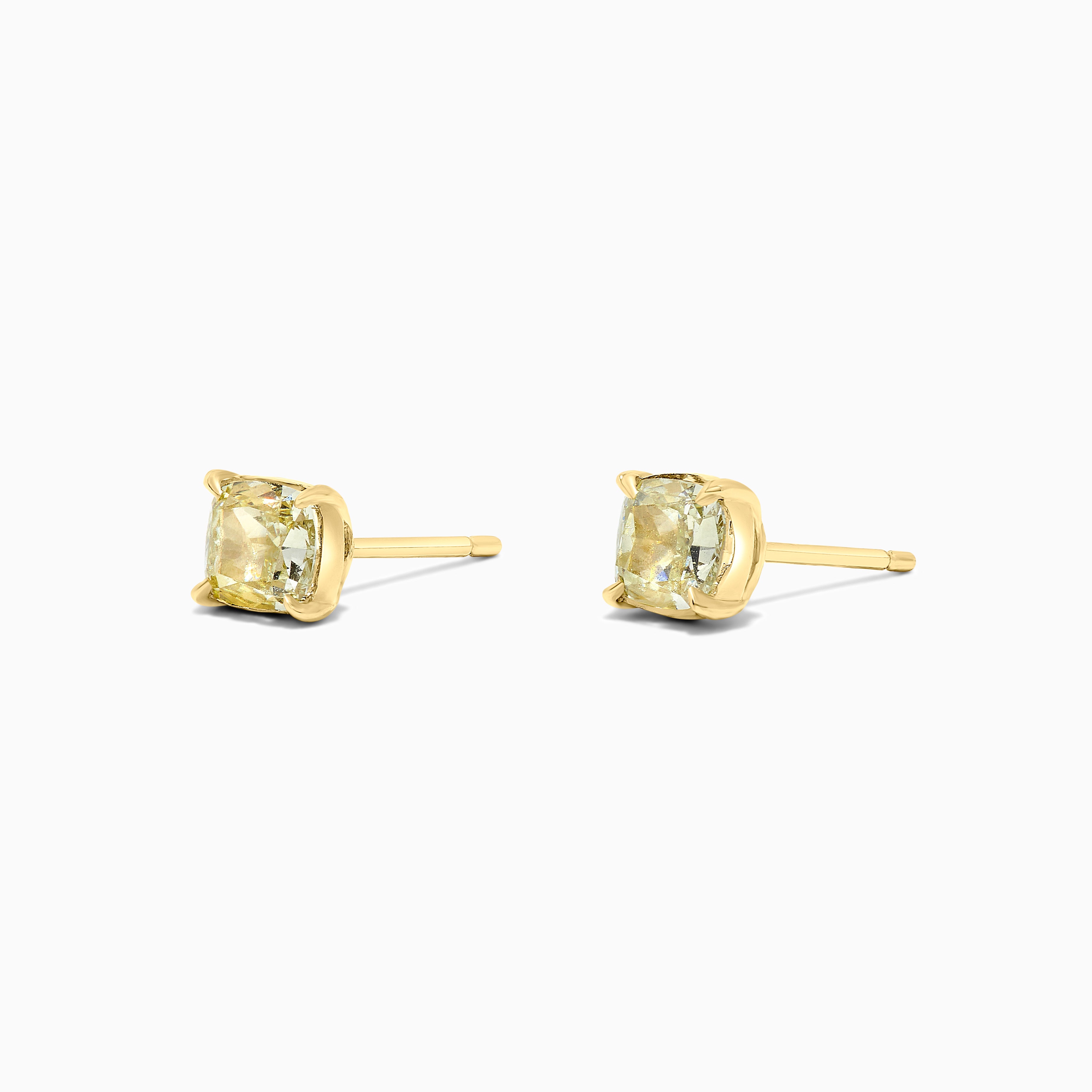 Yellow Cushion Cut Diamond Stud Earrings JES048GX