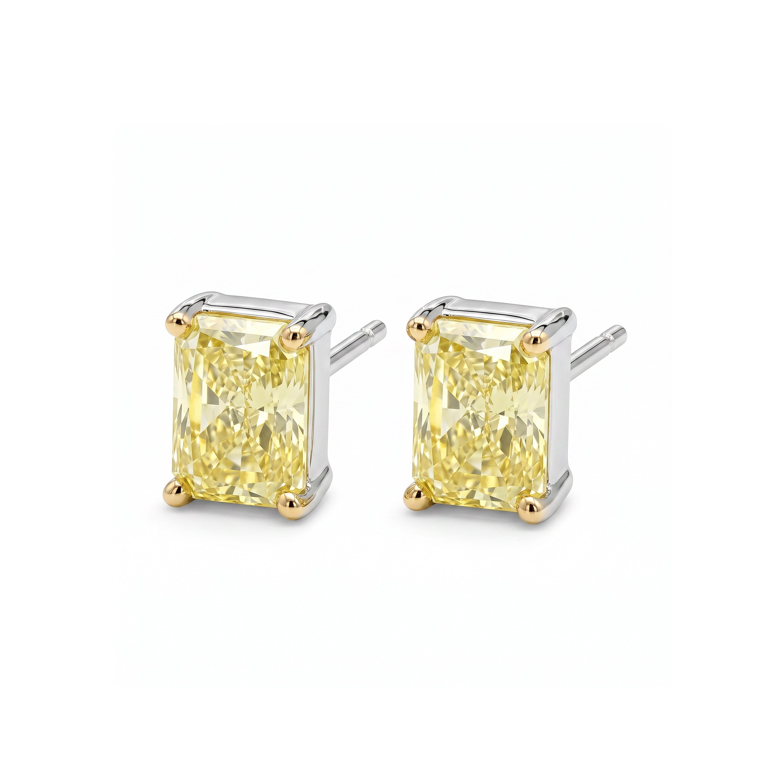 Natural 1.84 CT Yellow Radiant Diamond Stud Earrings | GIA Certified