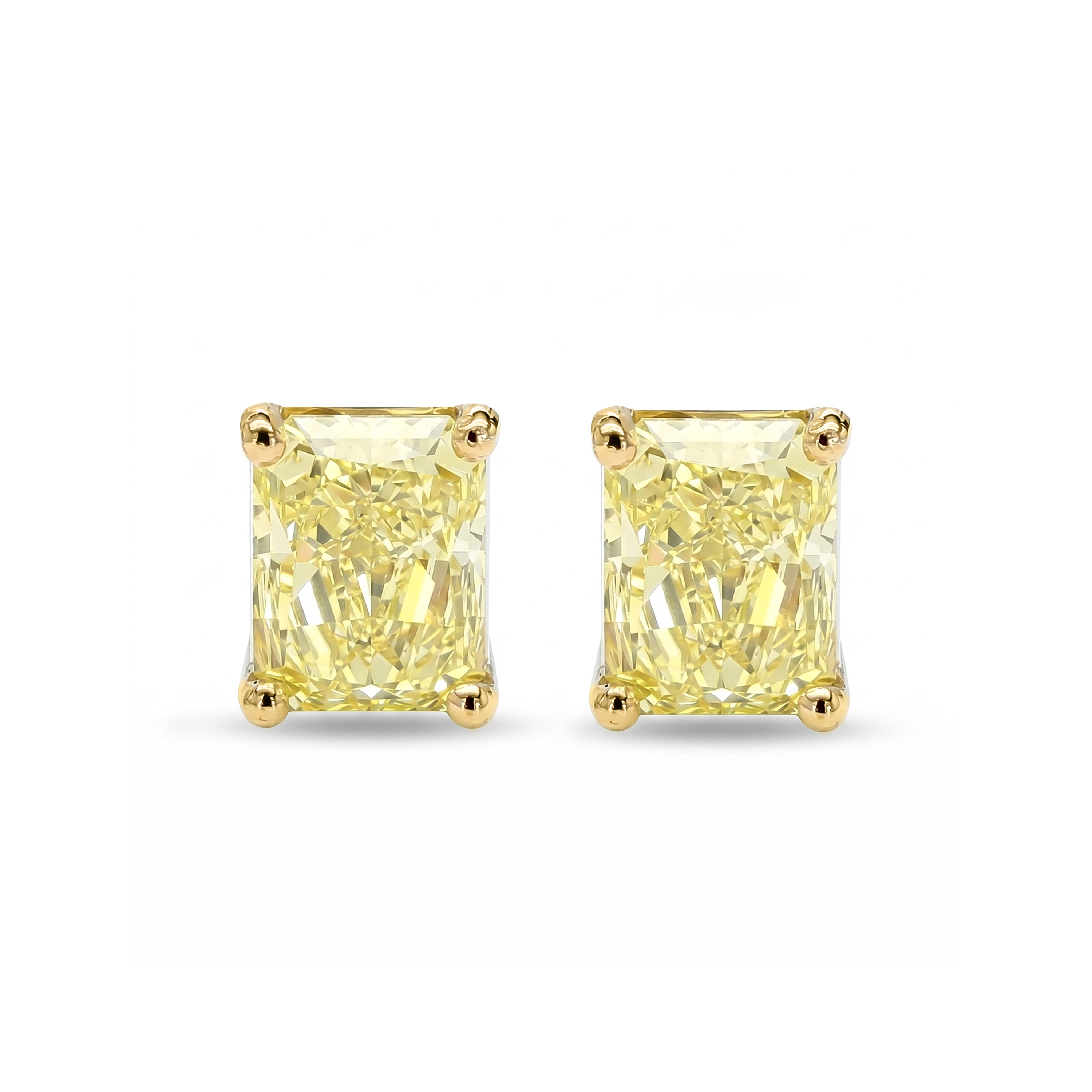 Natural 1.84 CT Yellow Radiant Diamond Stud Earrings | GIA Certified