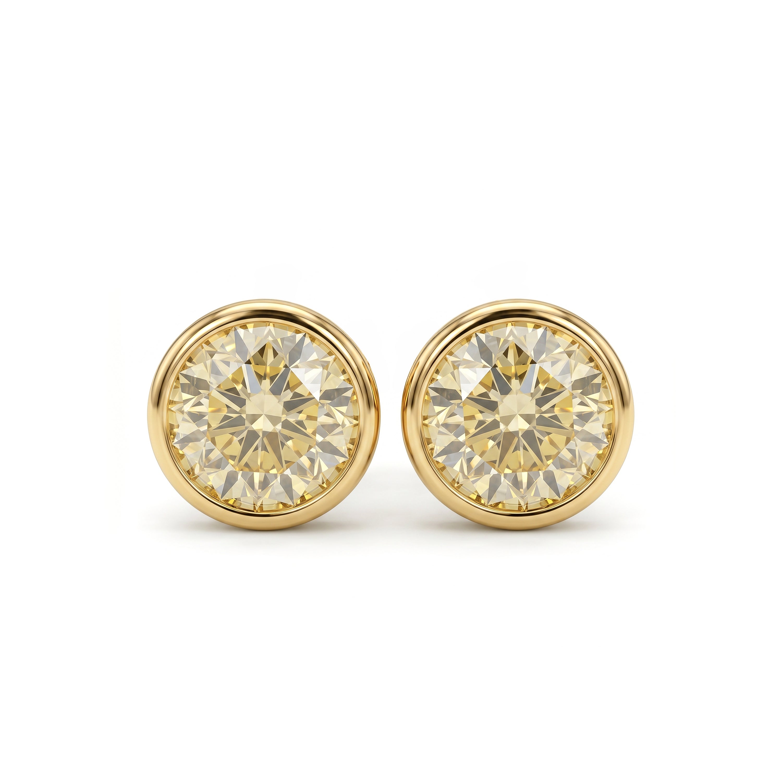 Natural 2.50 CT Yellow Round Diamond Stud Earrings | GIA Certified