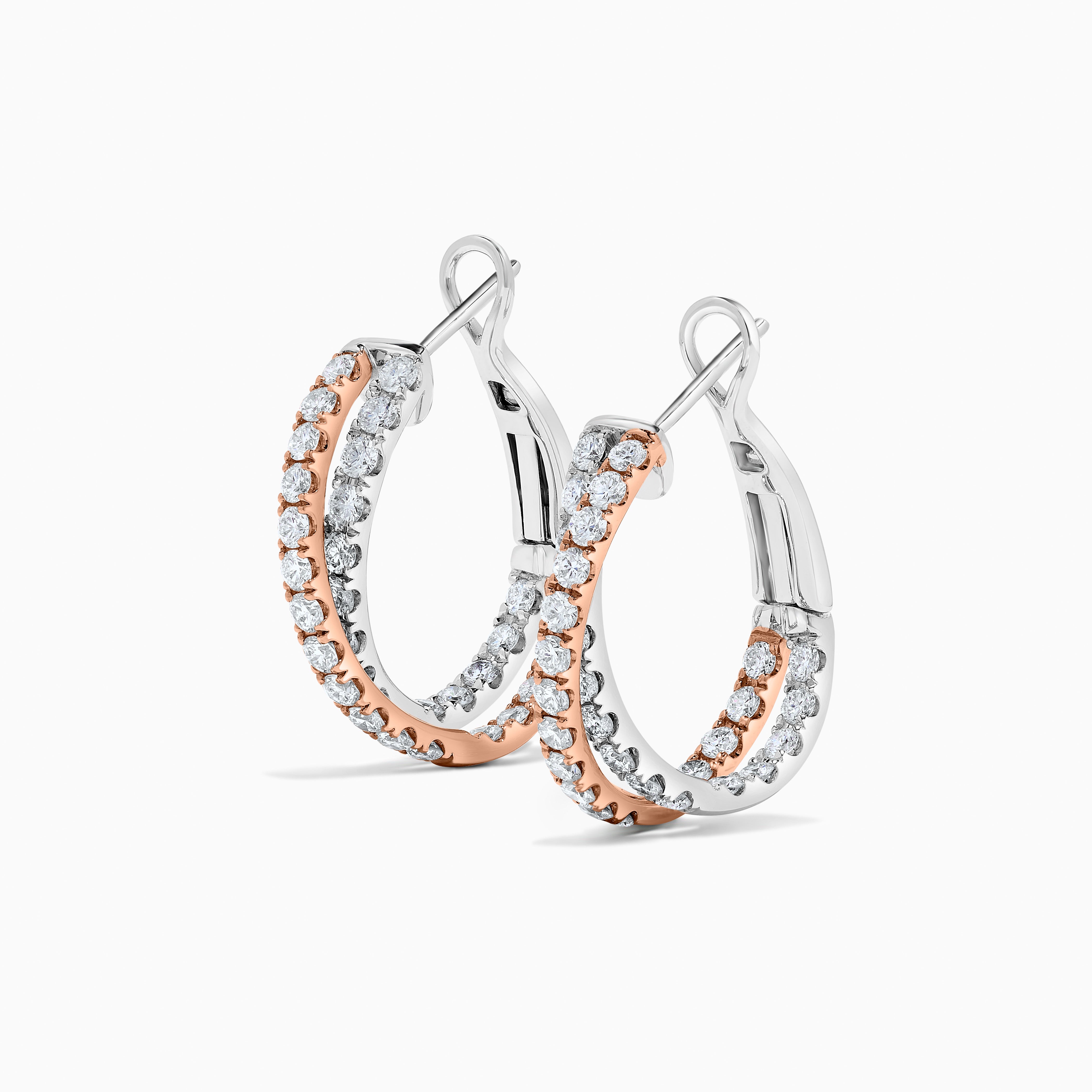 White Diamond Rose Gold Hoop Earrings JEW033GP
