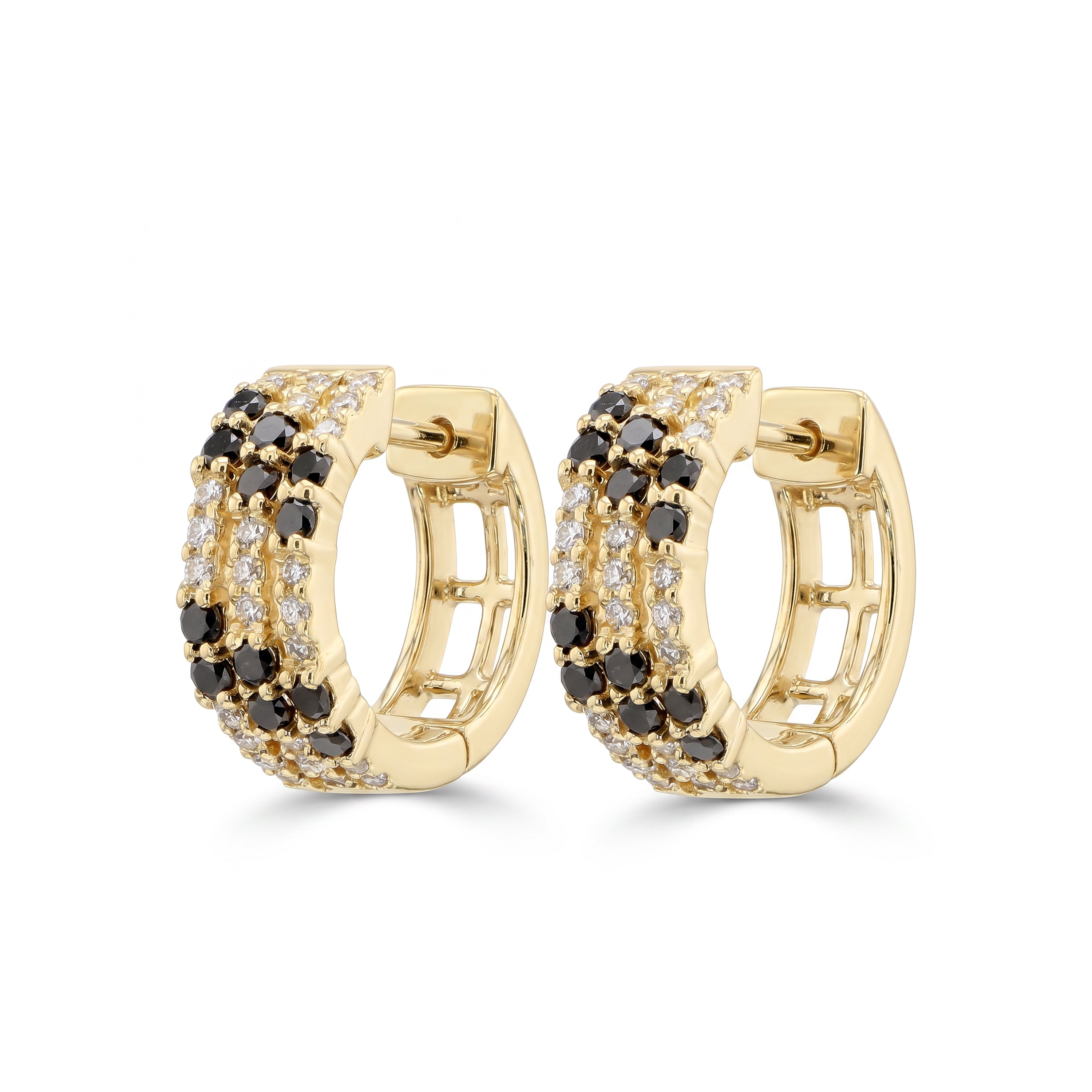 Natural Black Diamond Huggie Earrings