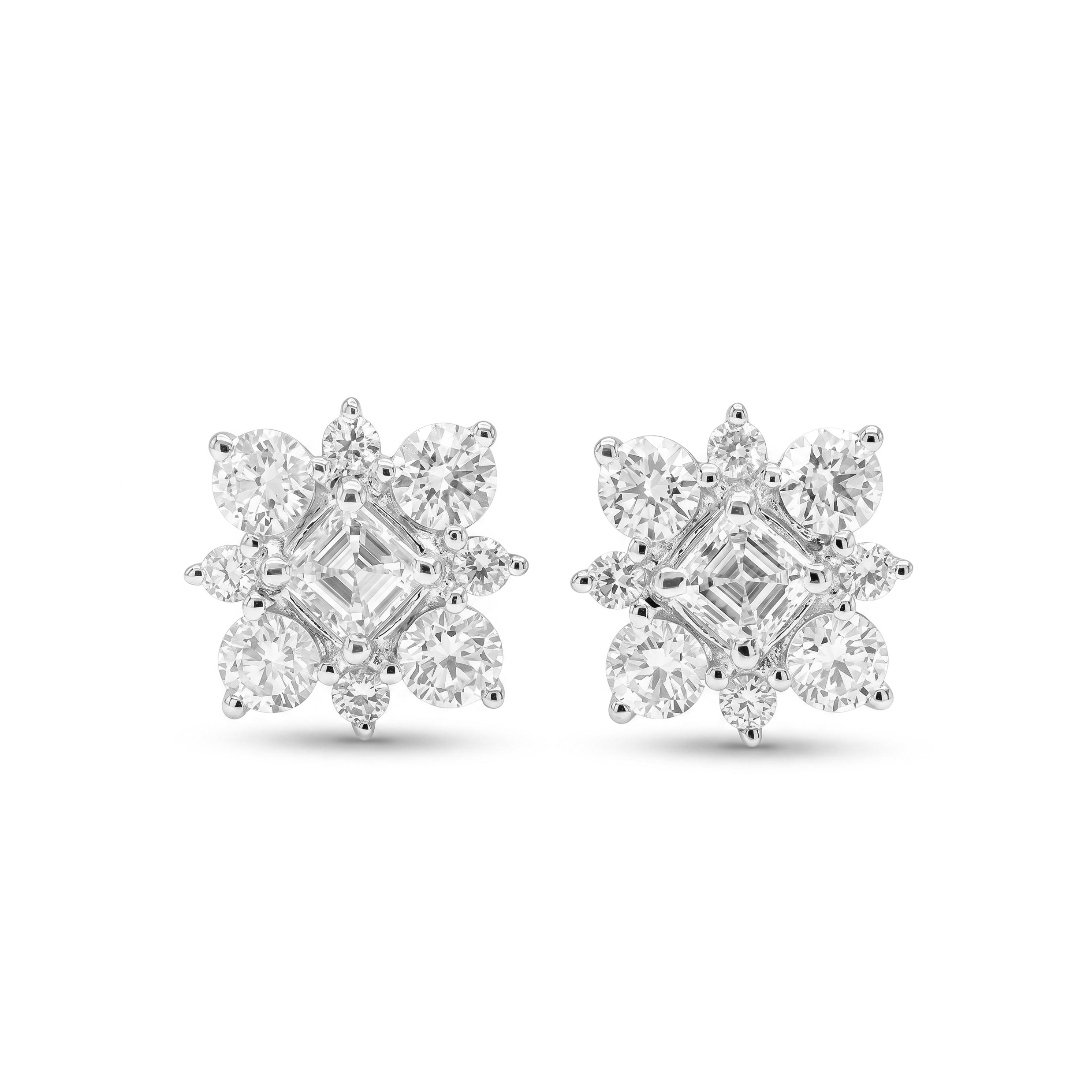 Natural Asscher Diamond Earrings
